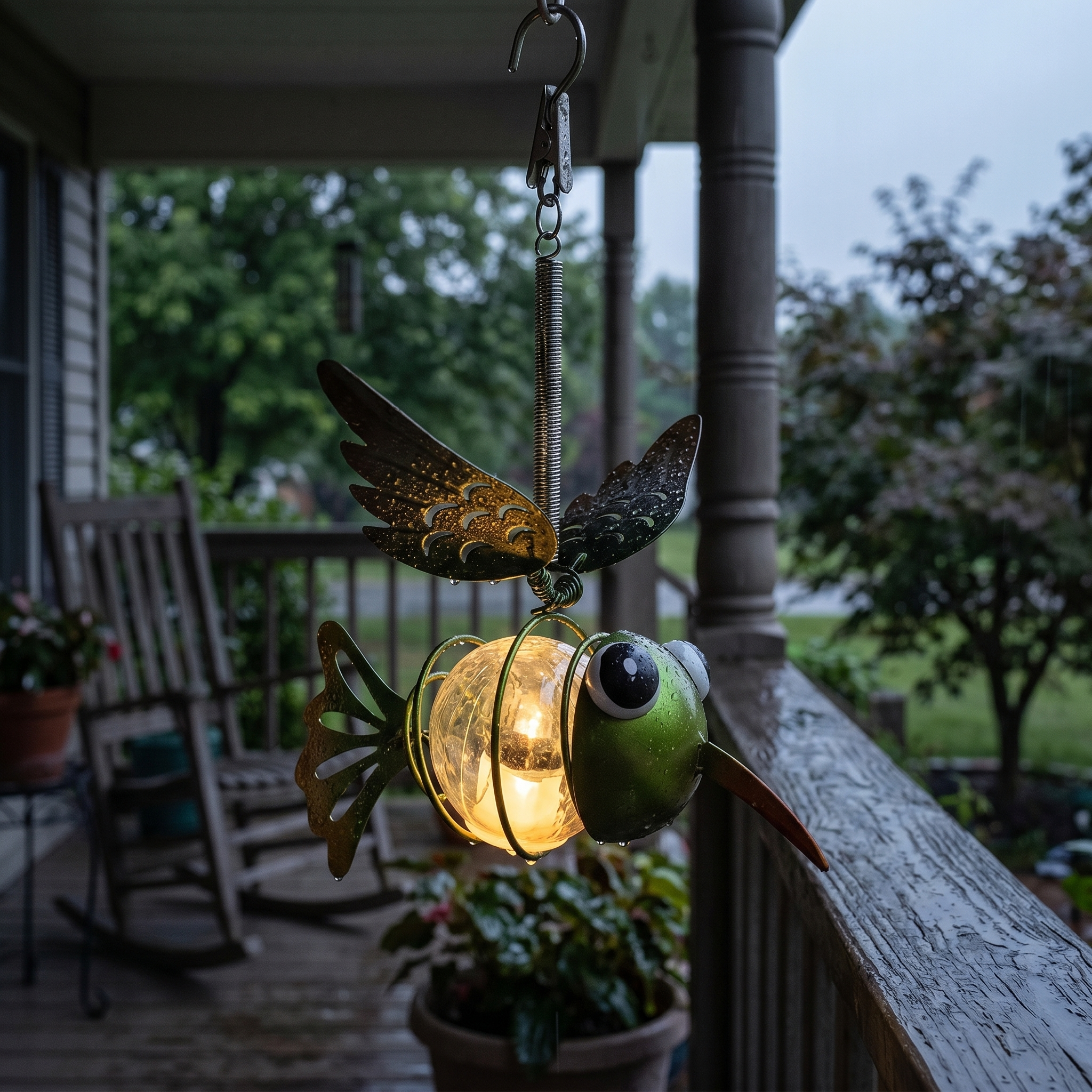 Solar Hummingbird Hanging Light – Waterproof LED Metal Garden Lantern for Porch, Patio & Backyard