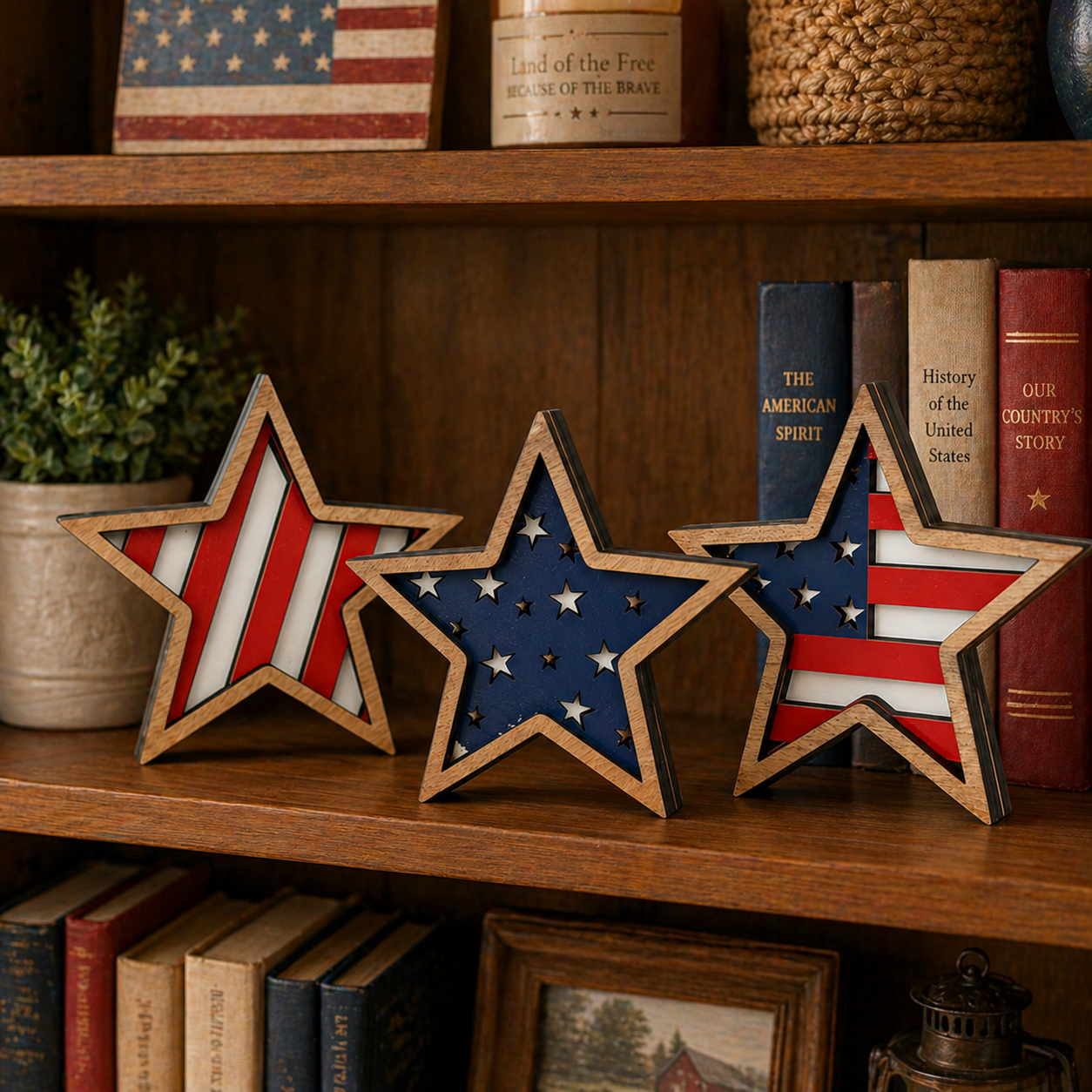 Patriotic Wooden Star Table Decor