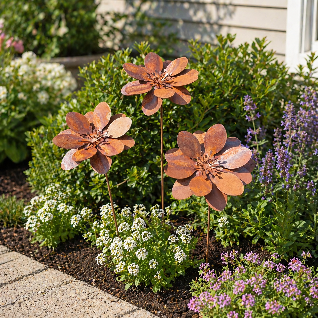 Rustic Metal Flower Garden Stake