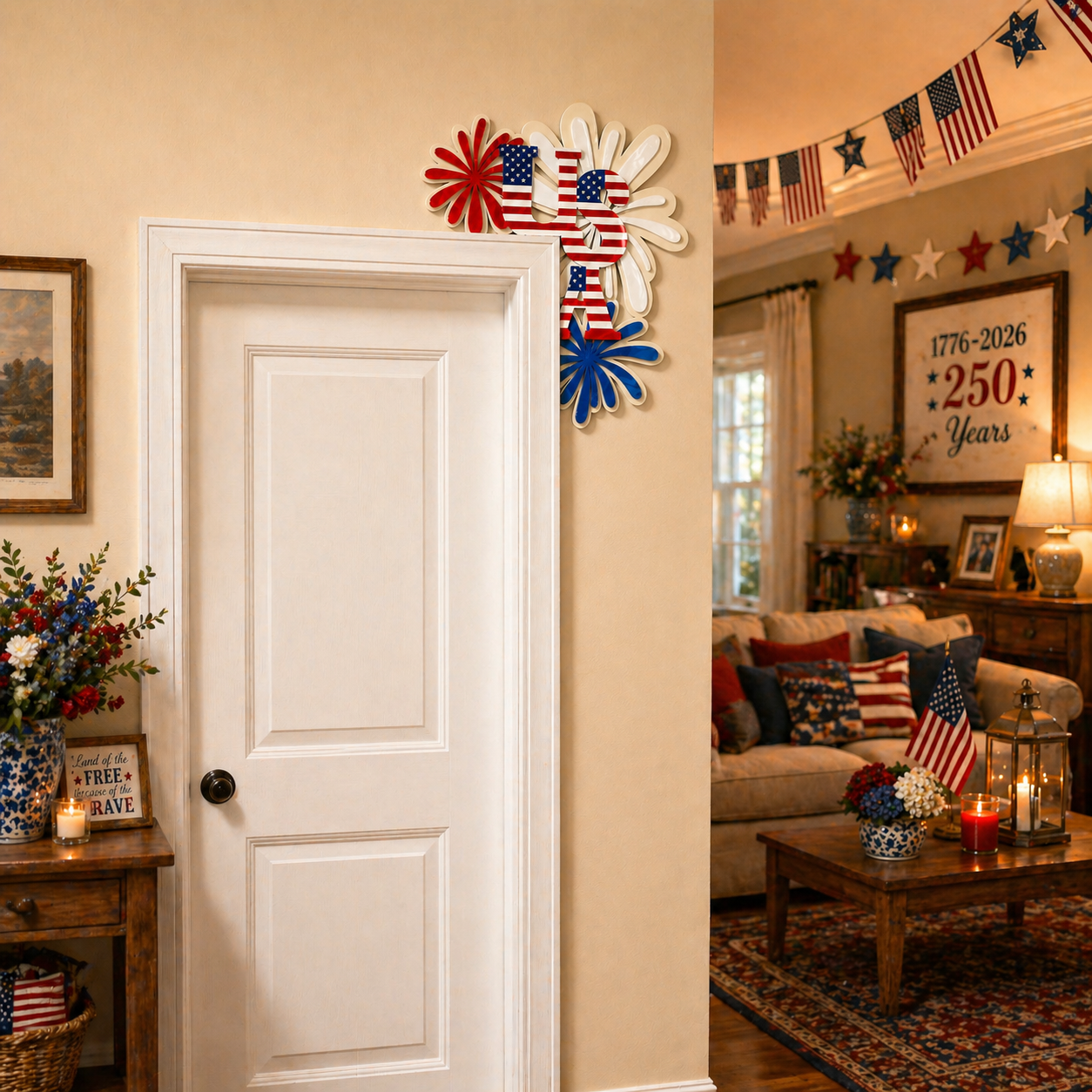 Patriotic USA Door Corner Sign – Acrylic 4th of July Wall Decor