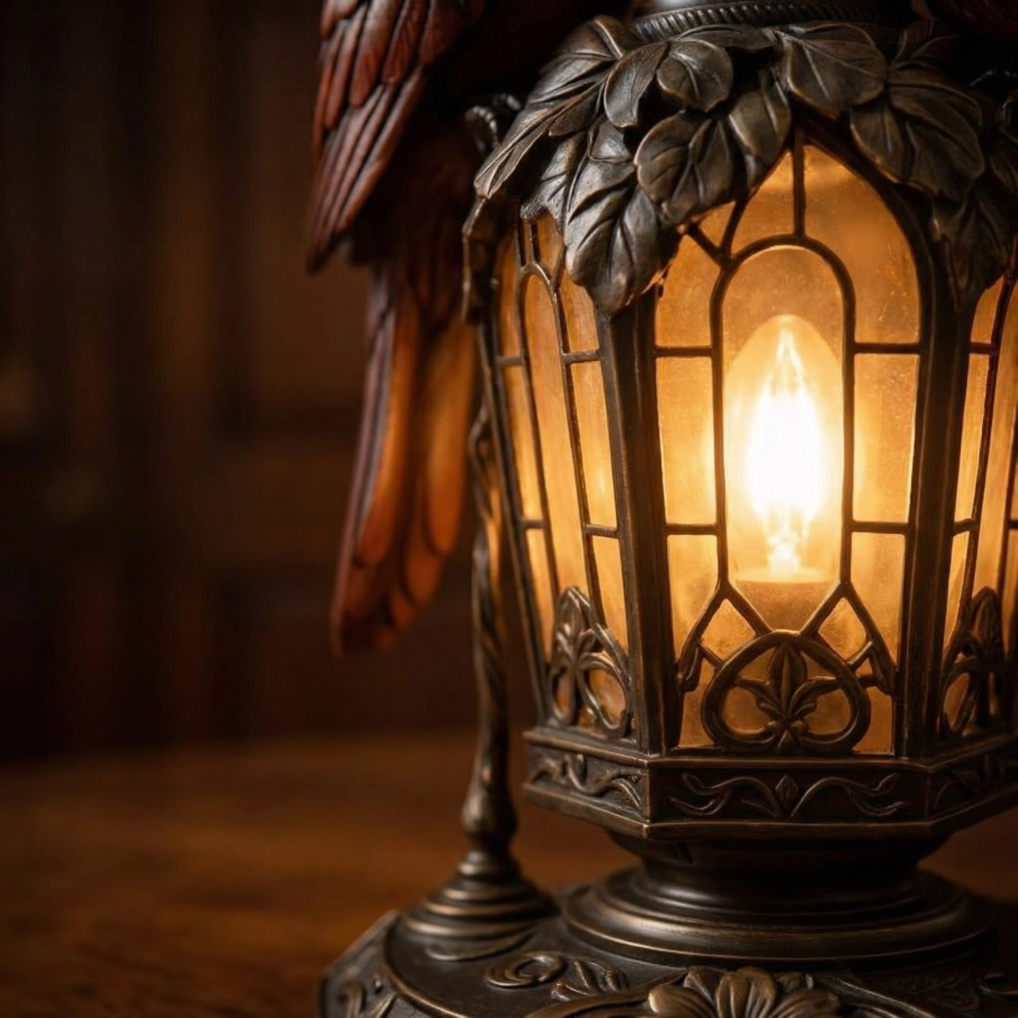 Cardinal Pair Vintage Lantern Table Lamp