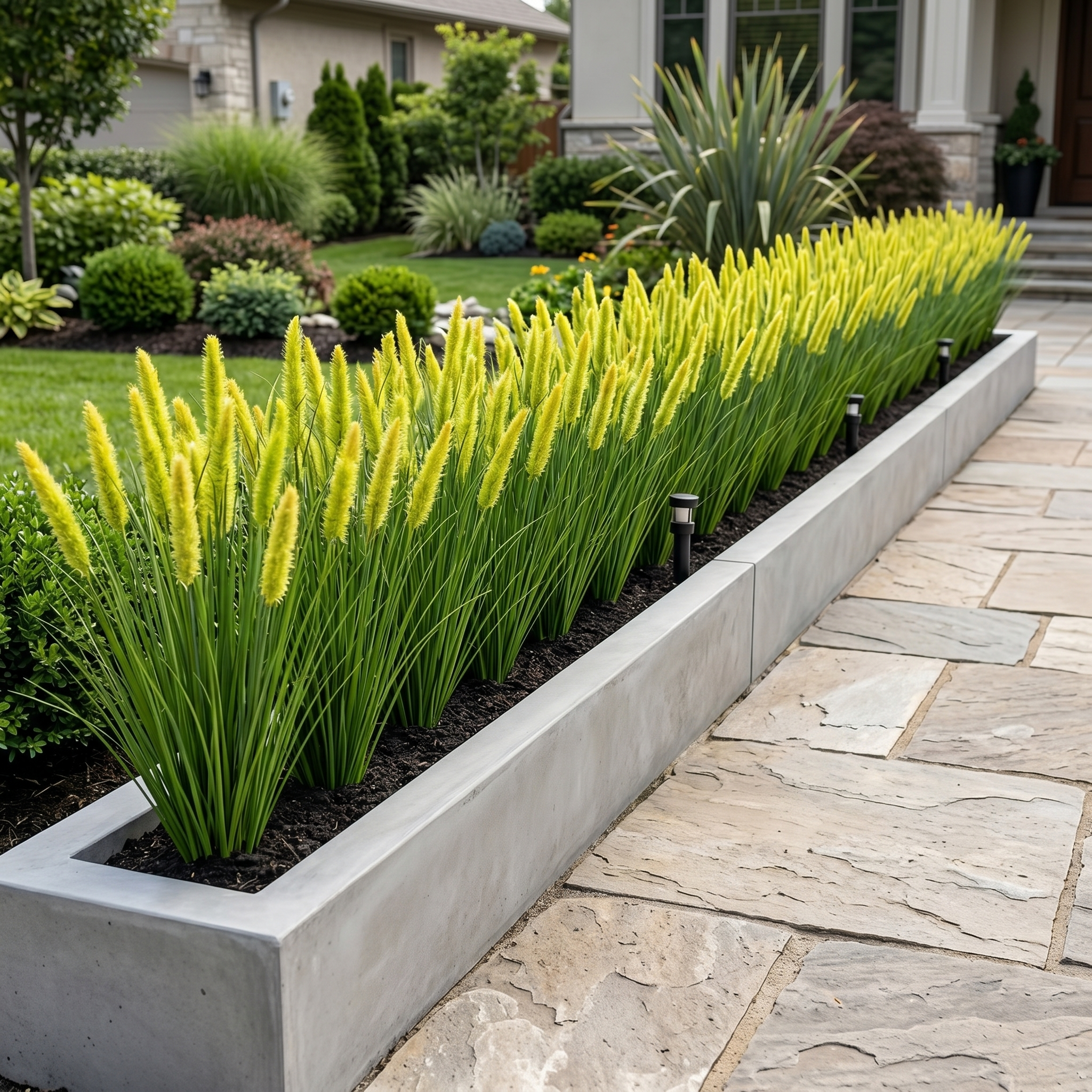 90cm Artificial Foxtail Grass in Planter – Realistic PVC Faux Outdoor Accent Plant