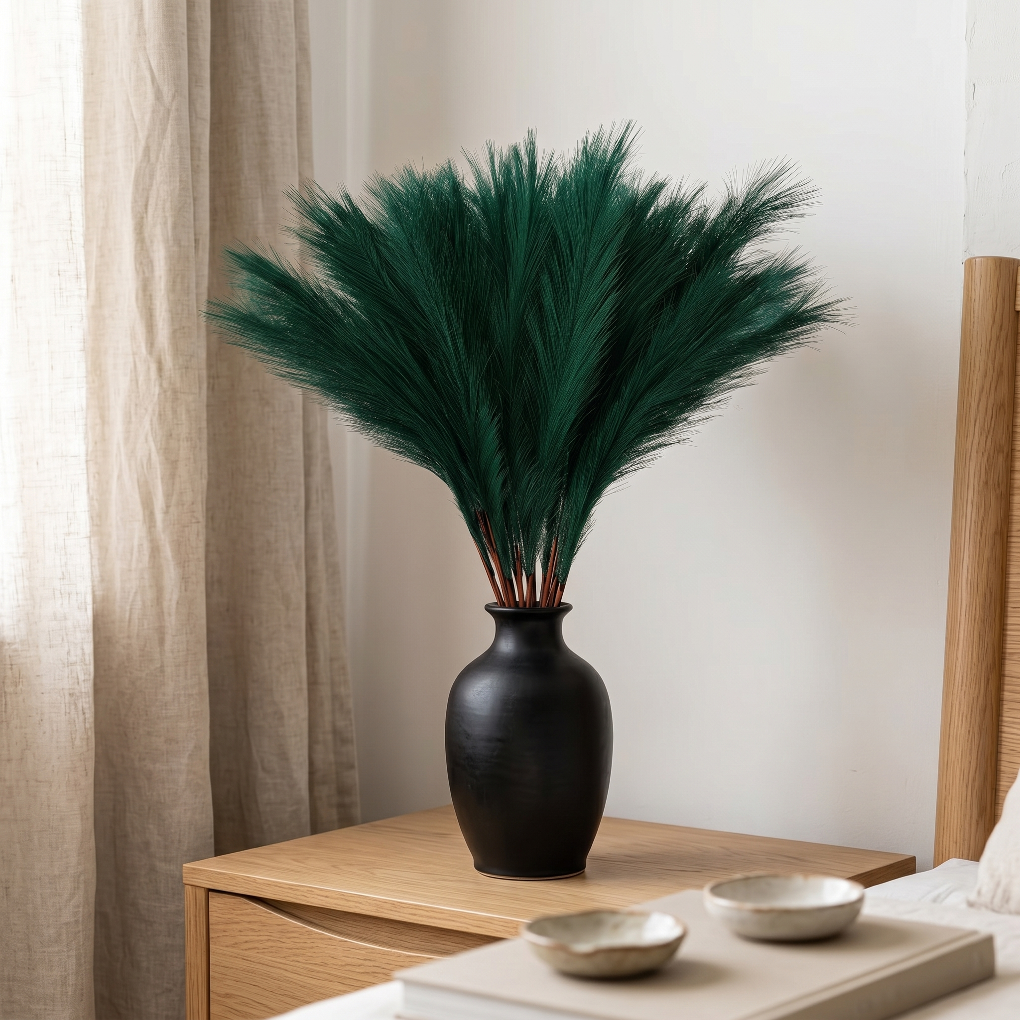 55cm Artificial Pampas Grass Stem – Faux Fluffy Reed Spray for Vase Decor