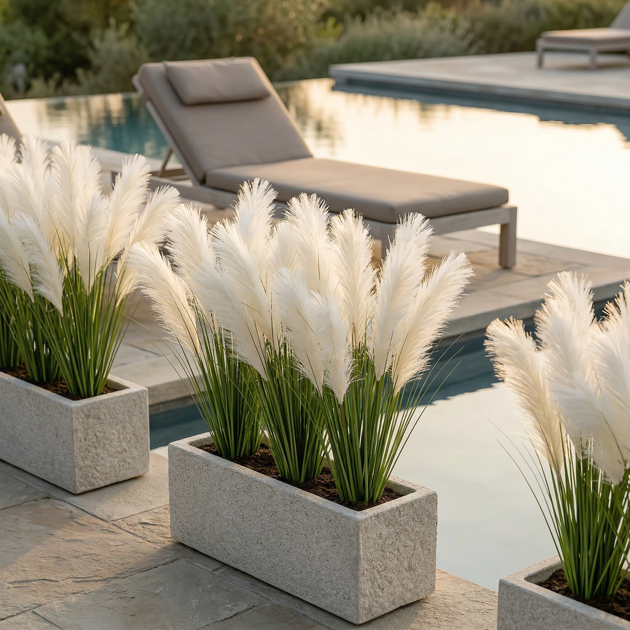 Pure White Cascading Faux Pampas Grass, 80cm Outdoor Artificial Reed Plant Décor
