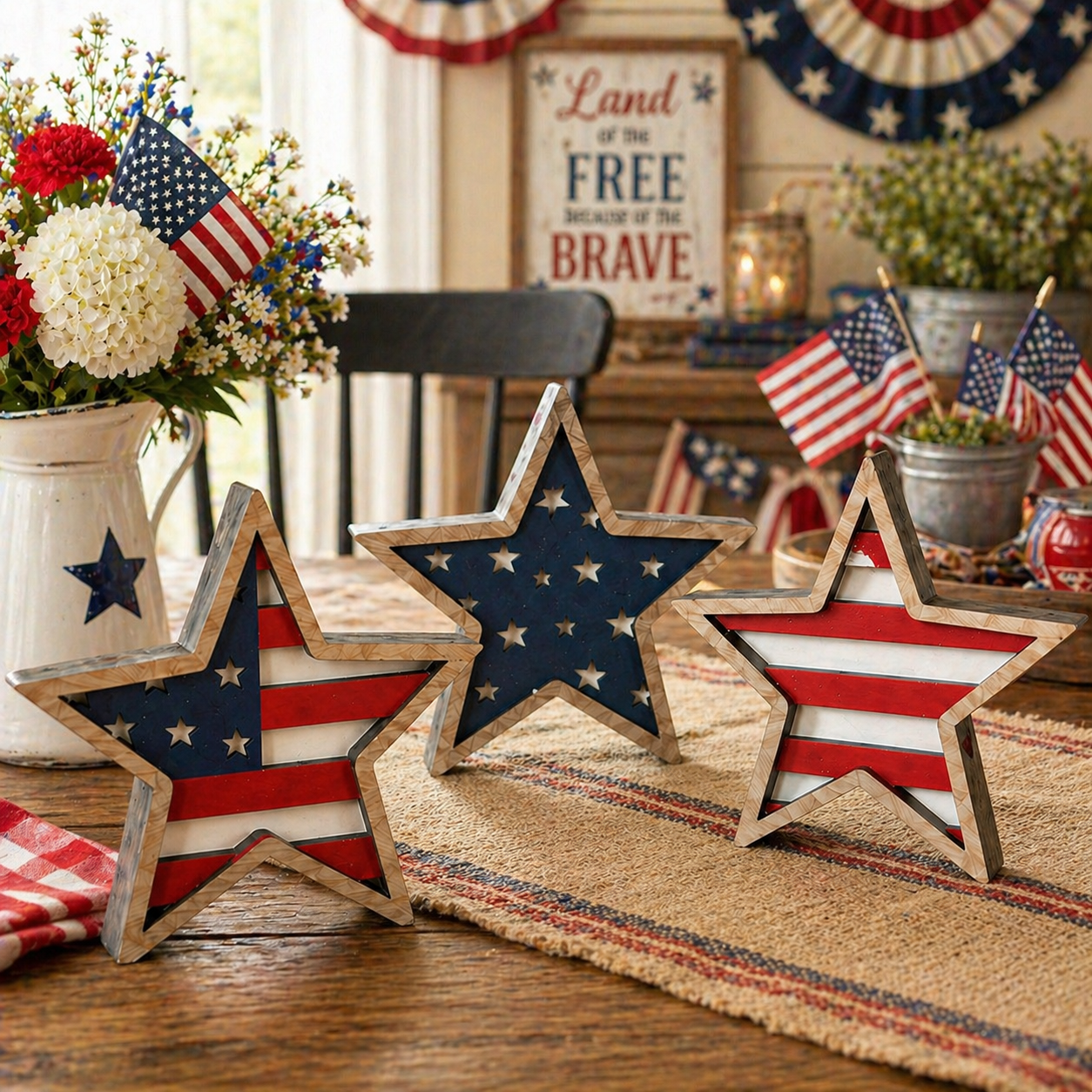 Patriotic Wooden Star Table Decor