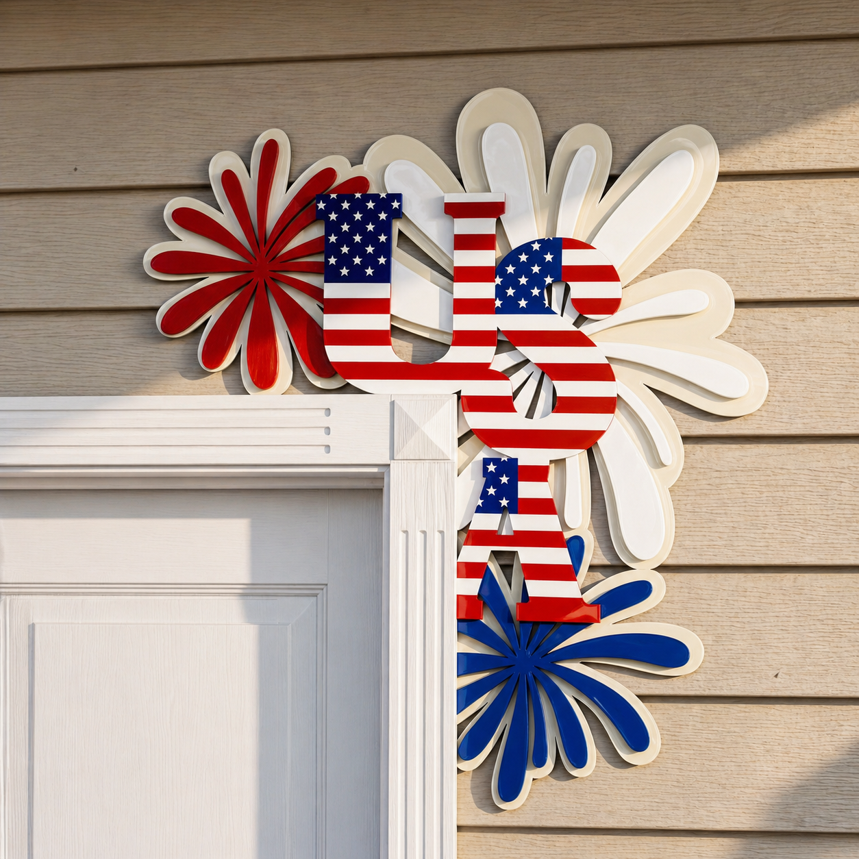 Patriotic USA Door Corner Sign – Acrylic 4th of July Wall Decor