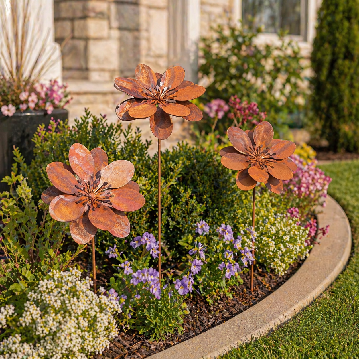 Rustic Metal Flower Garden Stake