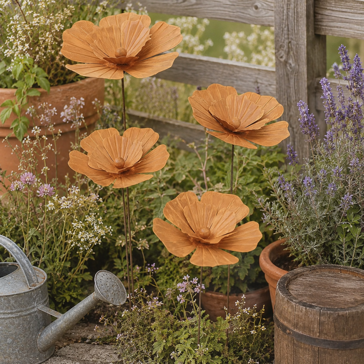 Rustic Metal Flower Garden Stake
