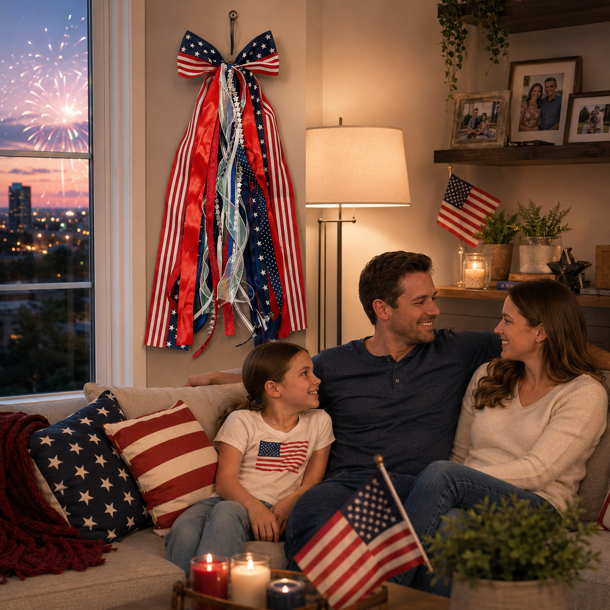Patriotic Ribbon Bow Hanging Decor for America 250 & July 4th