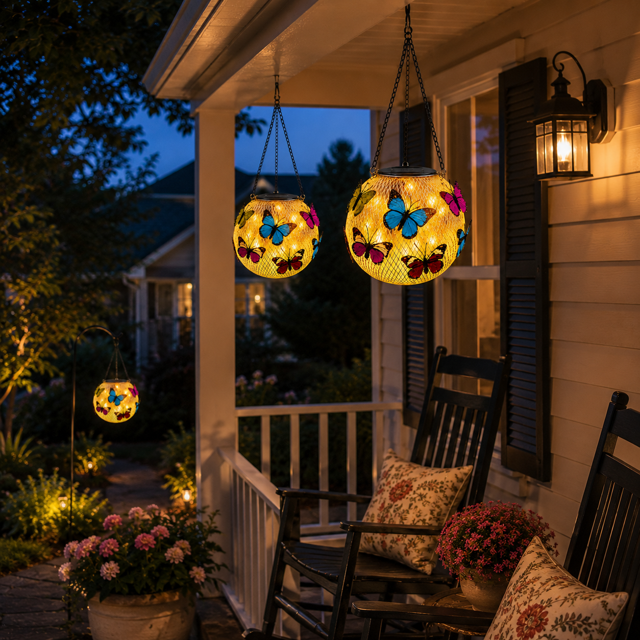 Solar Hanging Butterfly Lantern for Garden, Patio & Porch Decor