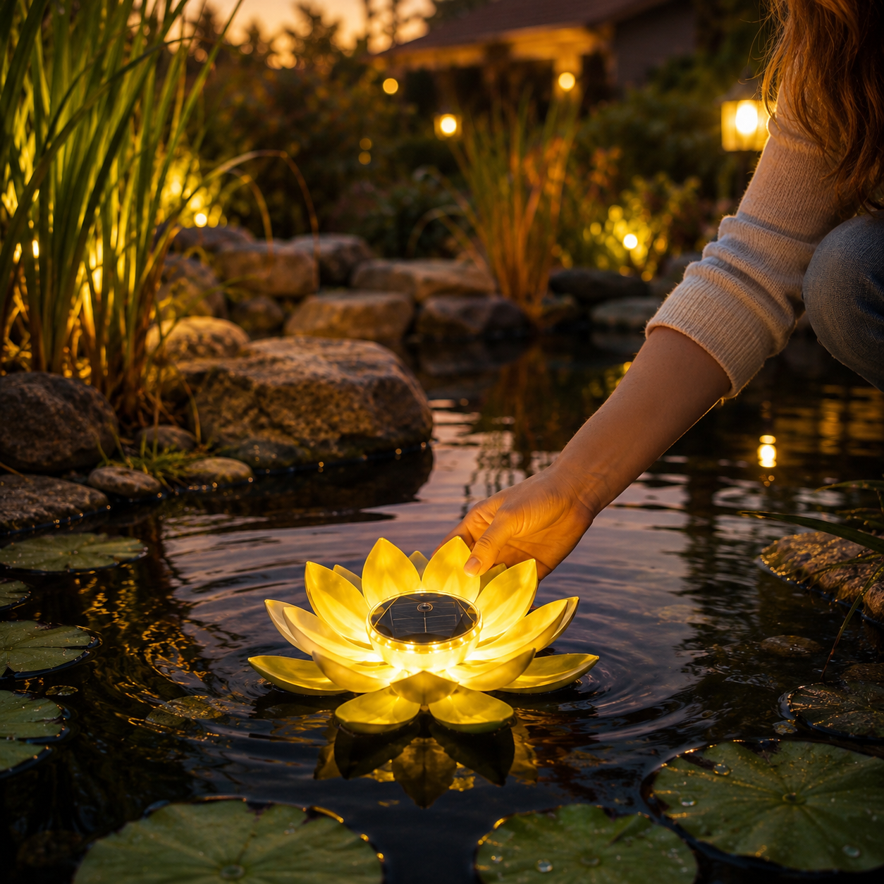 Solar Floating Lotus Pond Lights