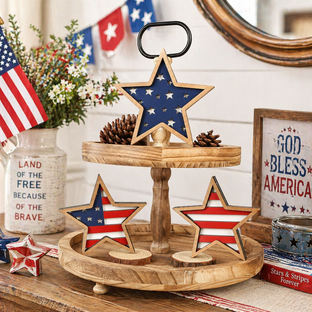Patriotic Wooden Star Table Decor