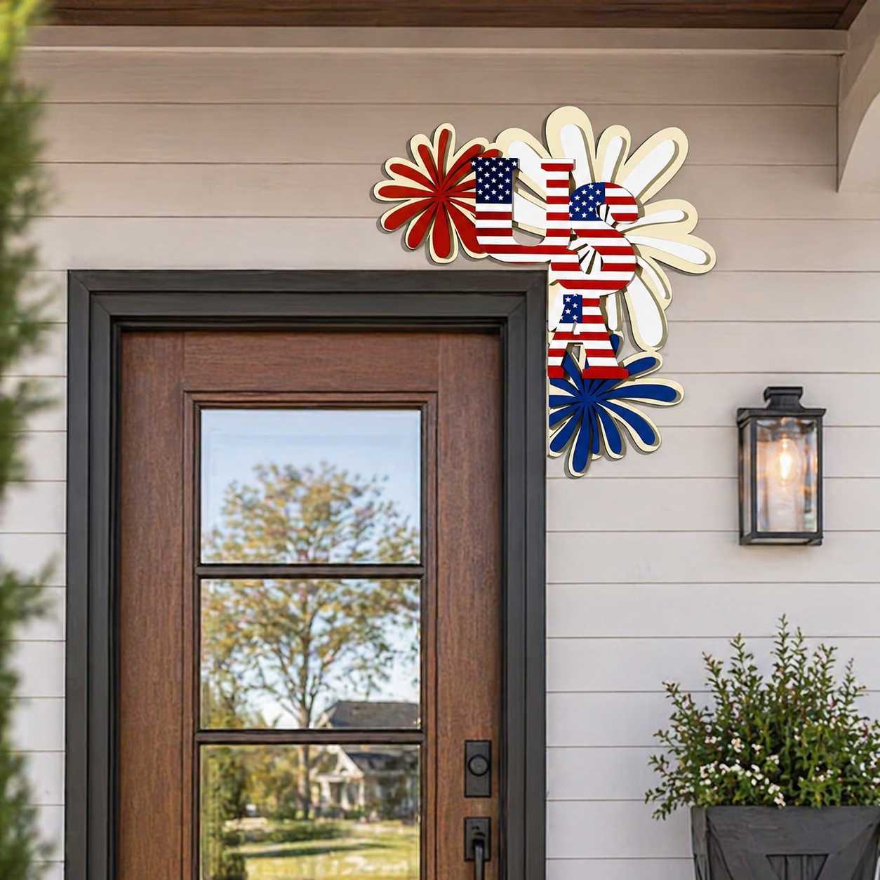 Patriotic USA Door Corner Sign – Acrylic 4th of July Wall Decor