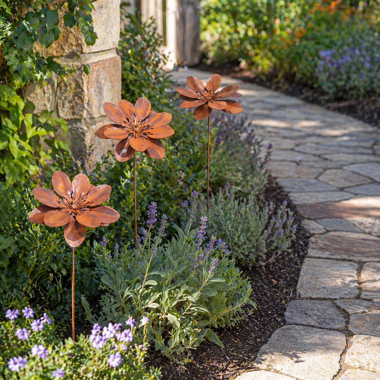Rustic Metal Flower Garden Stake