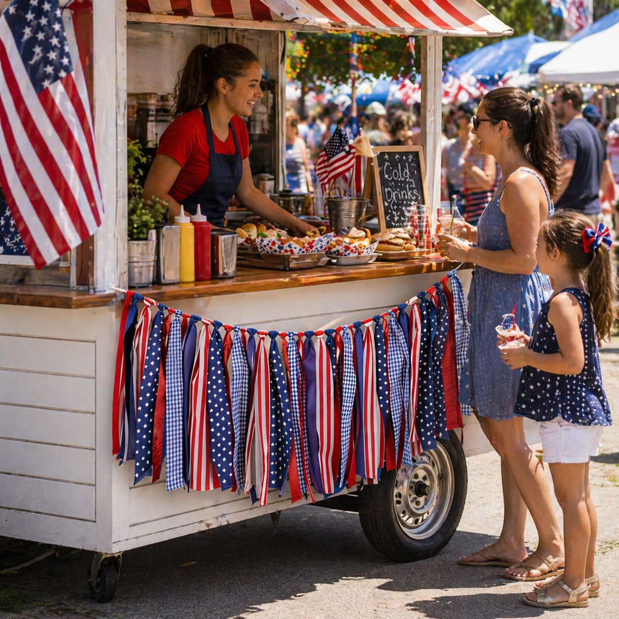 Patriotic Red White & Blue Fabric Bunting Banner