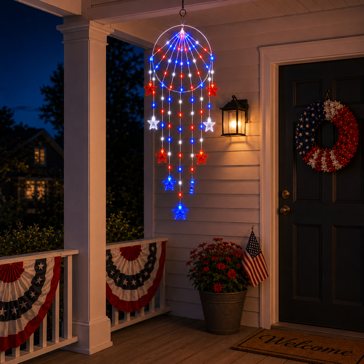Patriotic Hanging Star Lights with Remote Control
