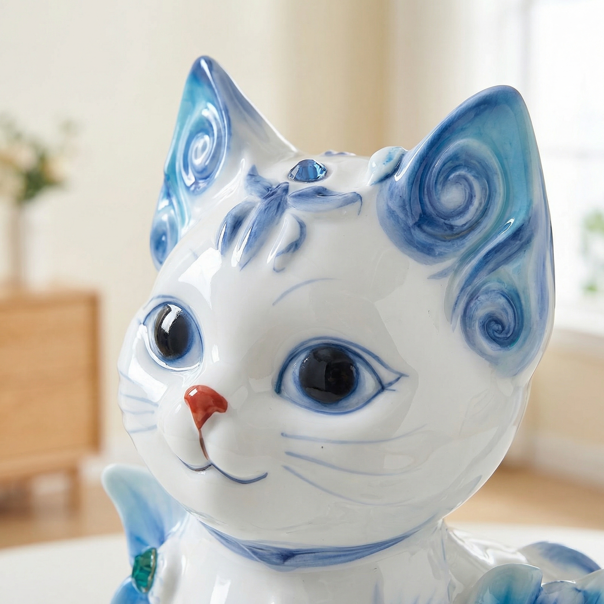 Porcelain-Style Cat Night Light Lamp