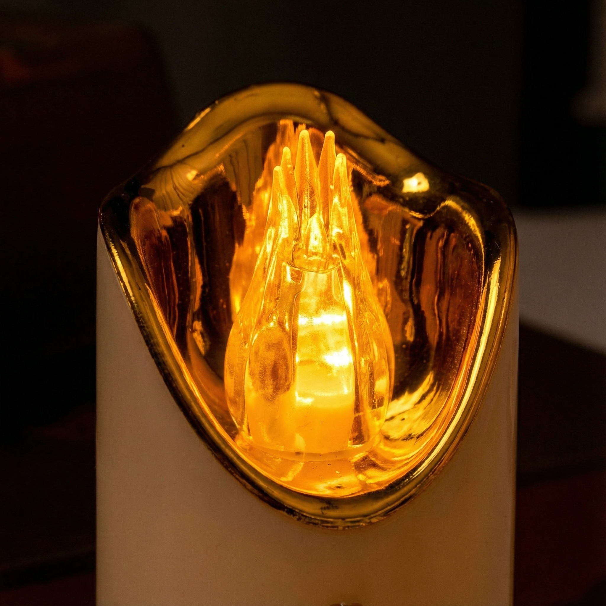 Flameless Pillar LED Candle with Gold Cross