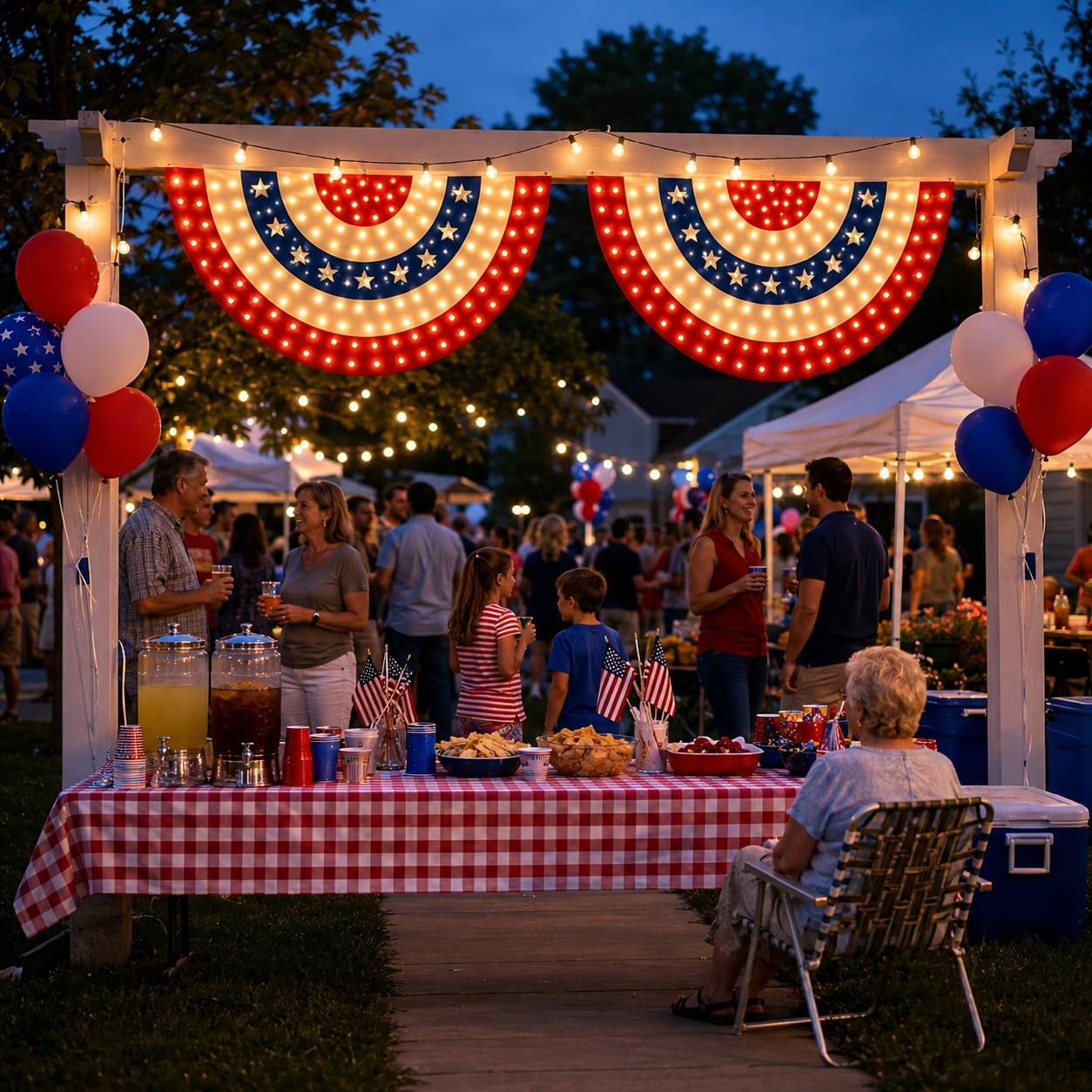 Lighted Patriotic Bunting Flag