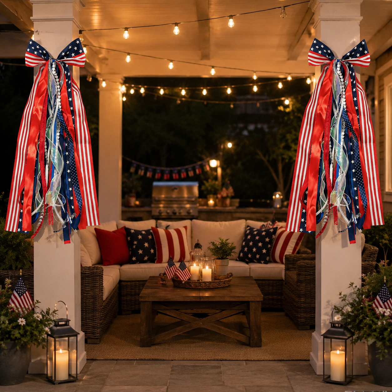 Patriotic Ribbon Bow Hanging Decor for America 250 & July 4th