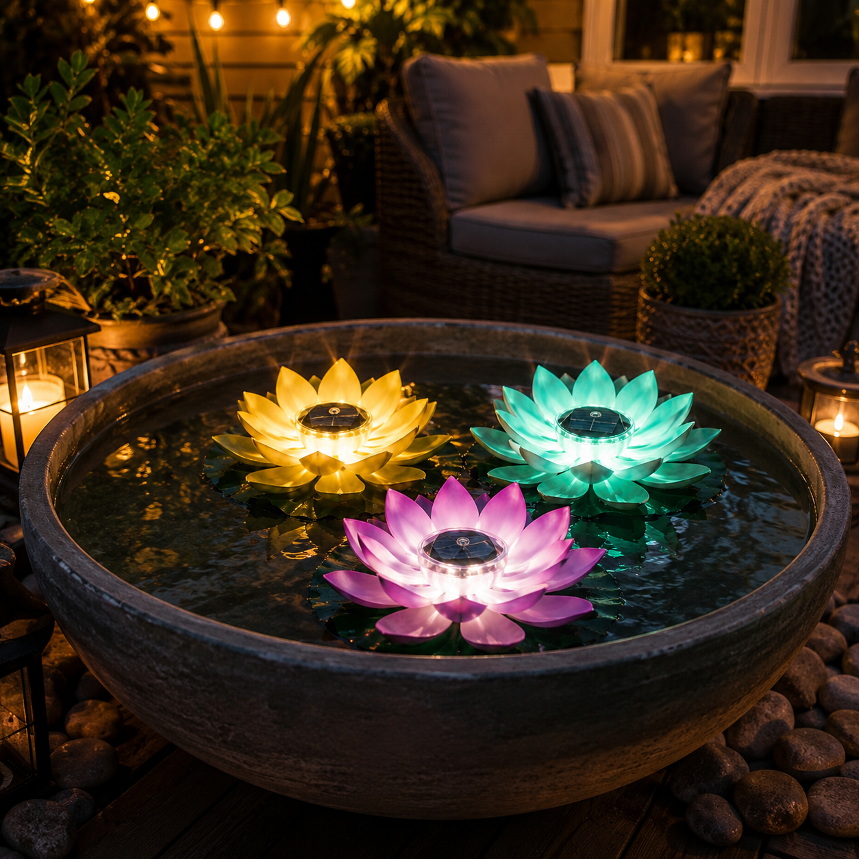 Solar Floating Lotus Pond Lights
