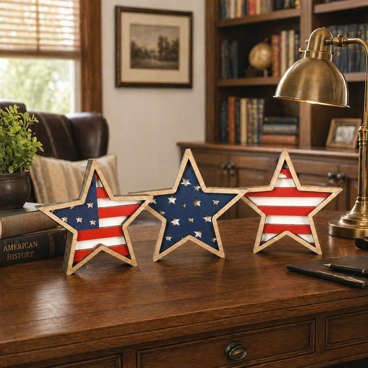 Patriotic Wooden Star Table Decor