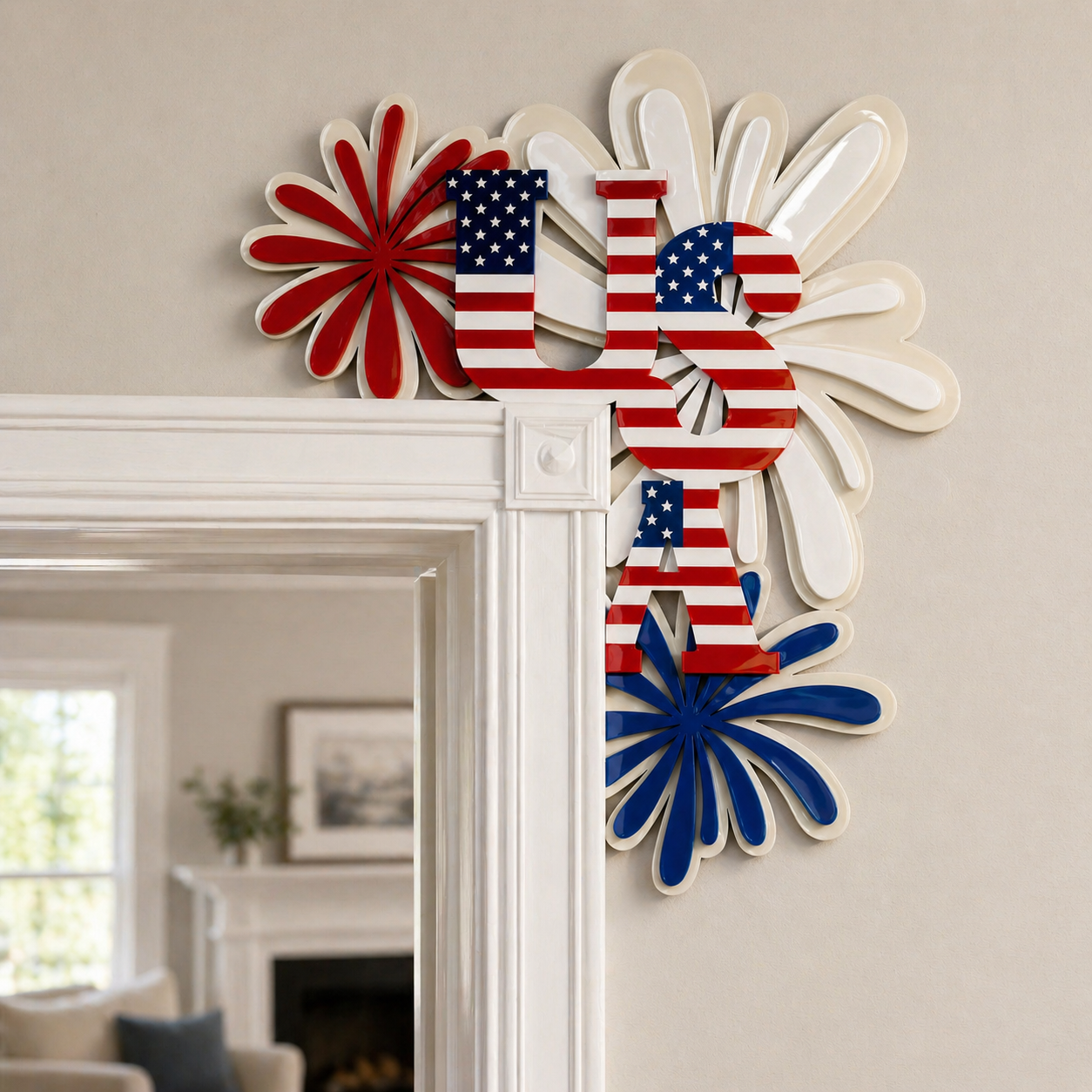 Patriotic USA Door Corner Sign – Acrylic 4th of July Wall Decor