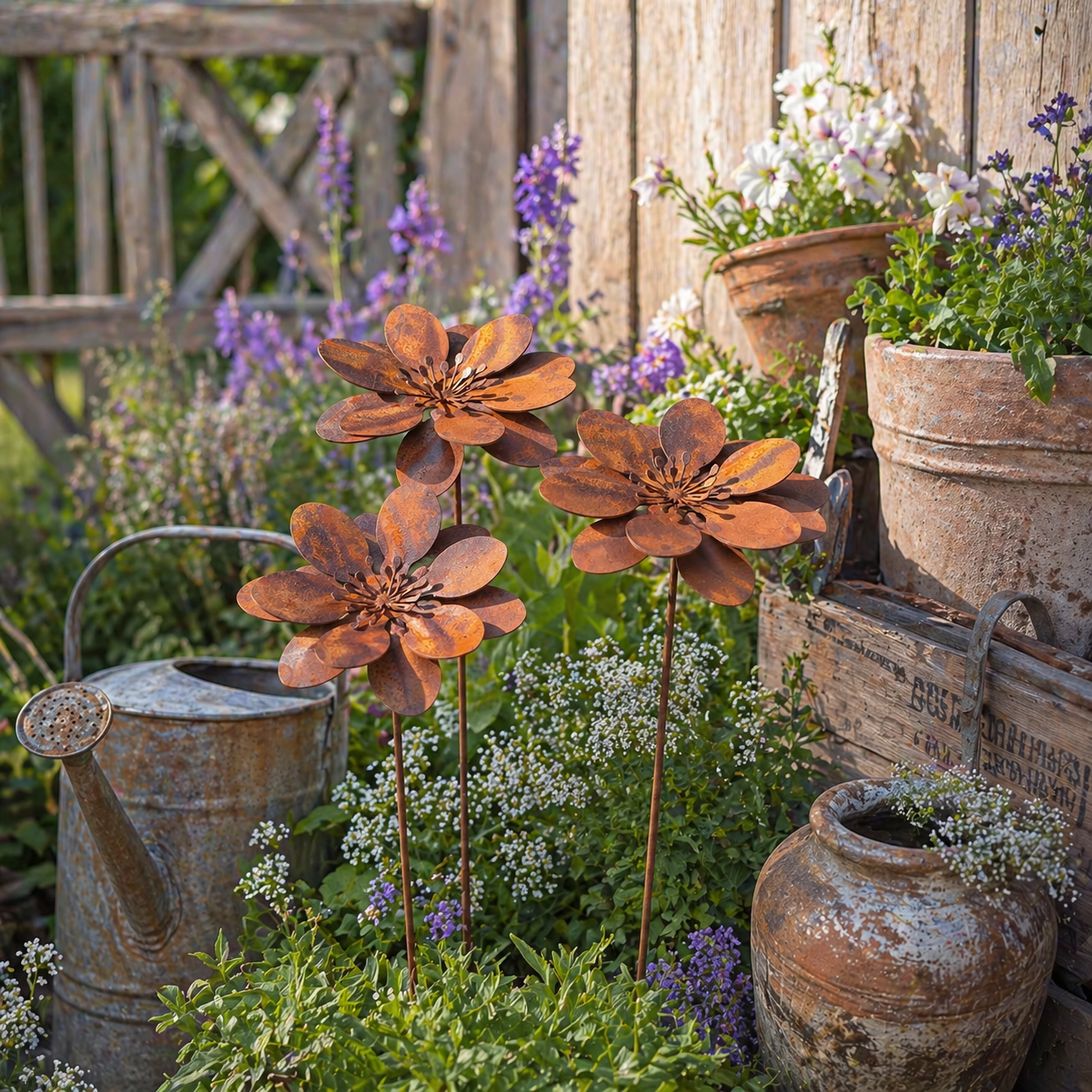 Rustic Metal Flower Garden Stake
