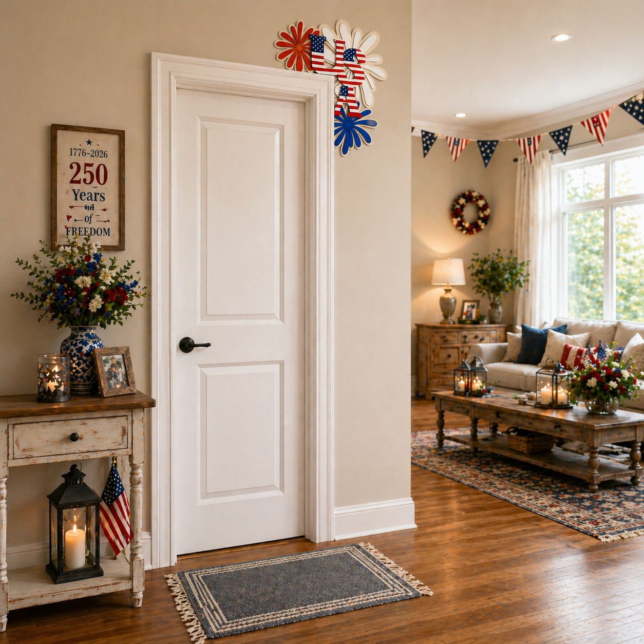Patriotic USA Door Corner Sign – Acrylic 4th of July Wall Decor