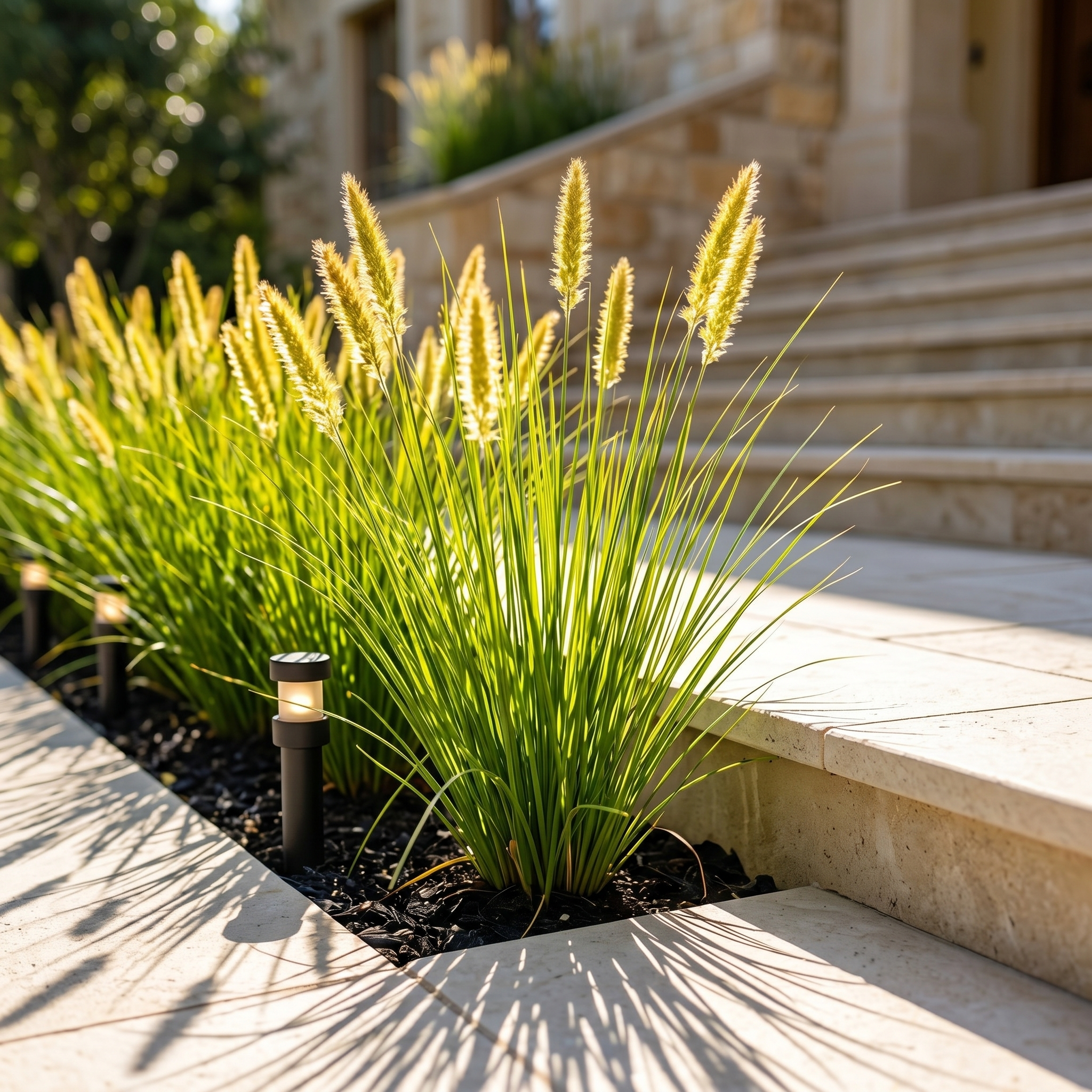 90cm Artificial Foxtail Grass in Planter – Realistic PVC Faux Outdoor Accent Plant