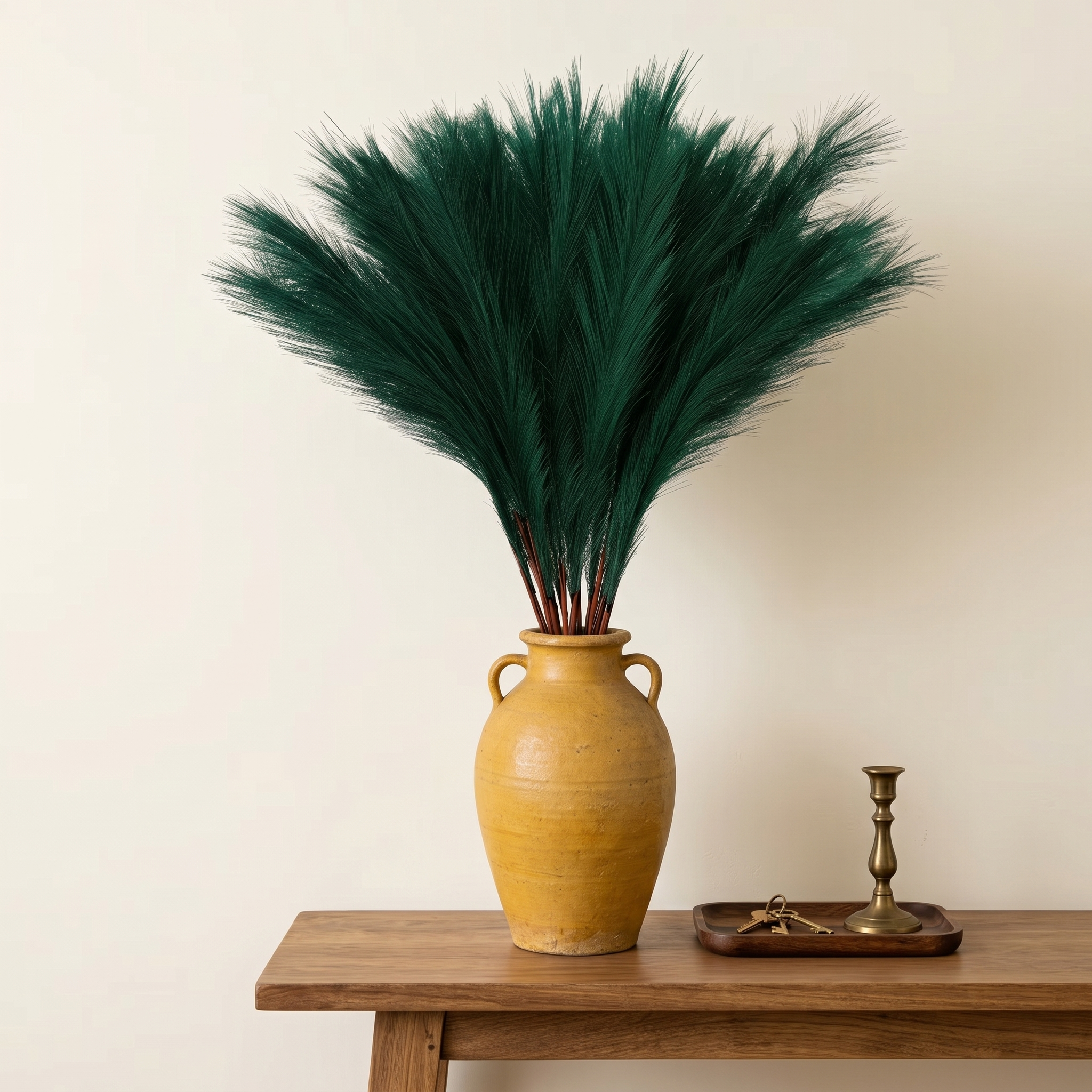 55cm Artificial Pampas Grass Stem – Faux Fluffy Reed Spray for Vase Decor
