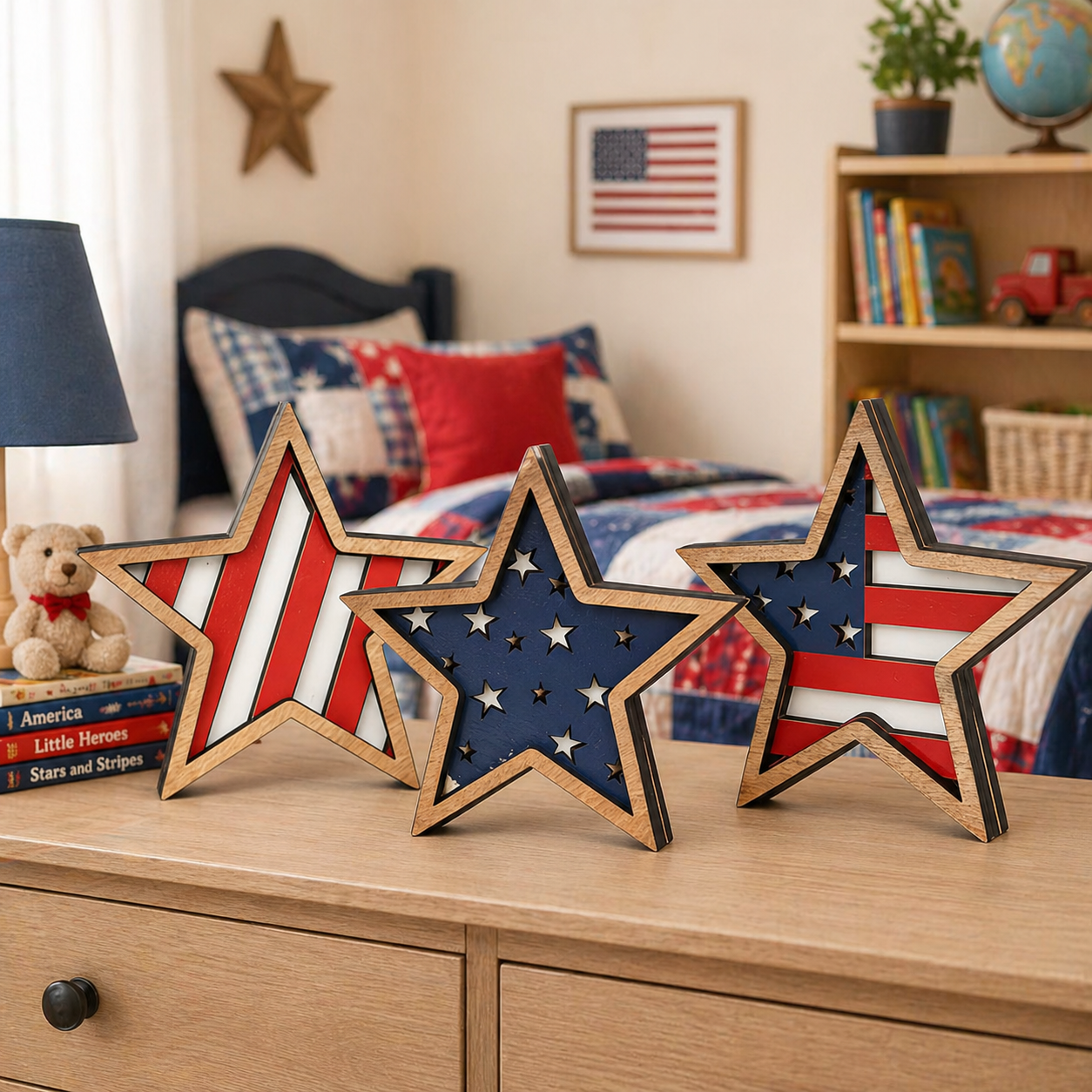 Patriotic Wooden Star Table Decor