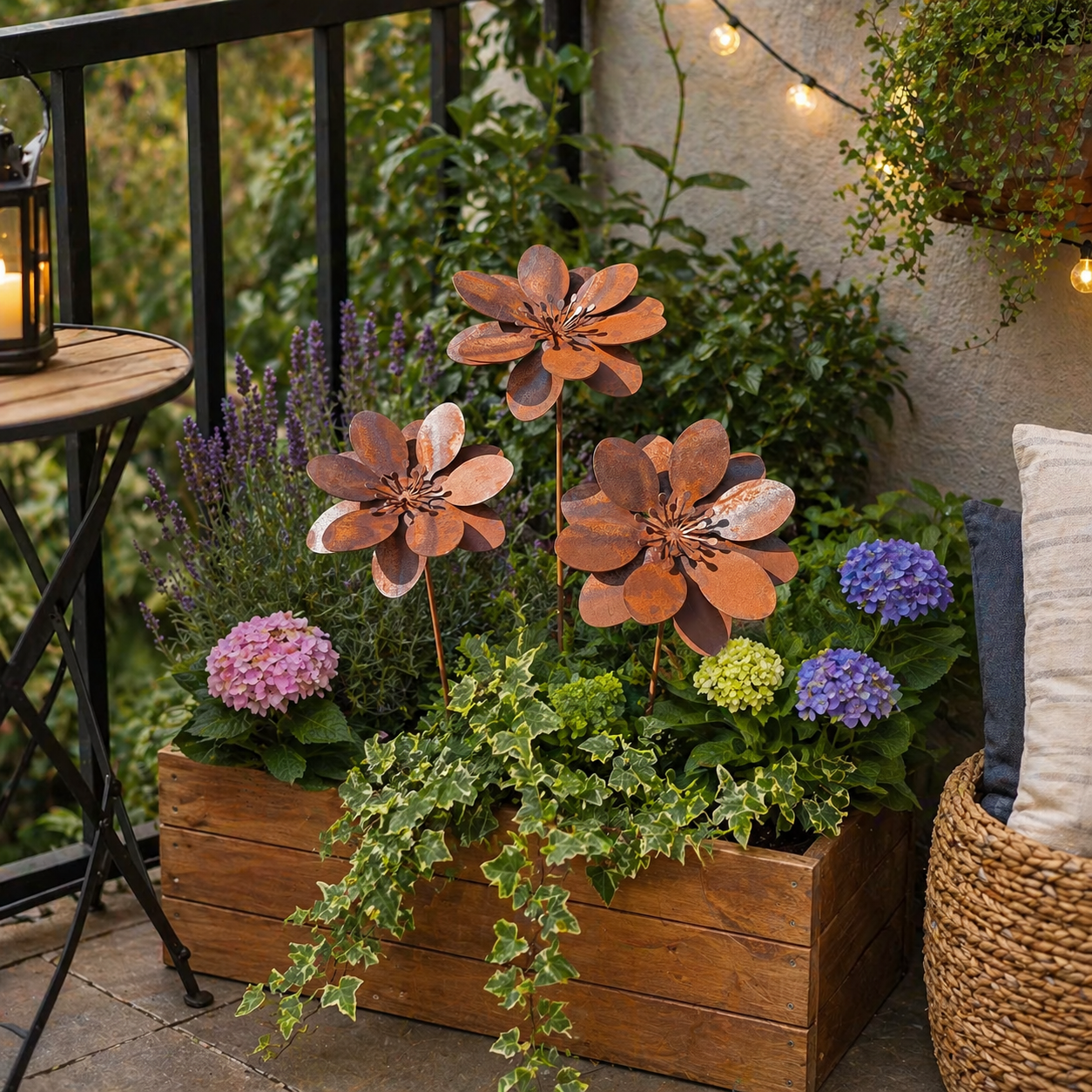Rustic Metal Flower Garden Stake