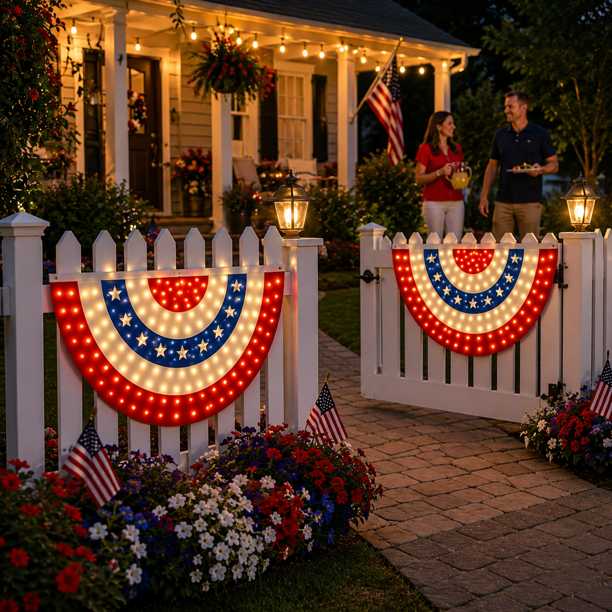 Lighted Patriotic Bunting Flag