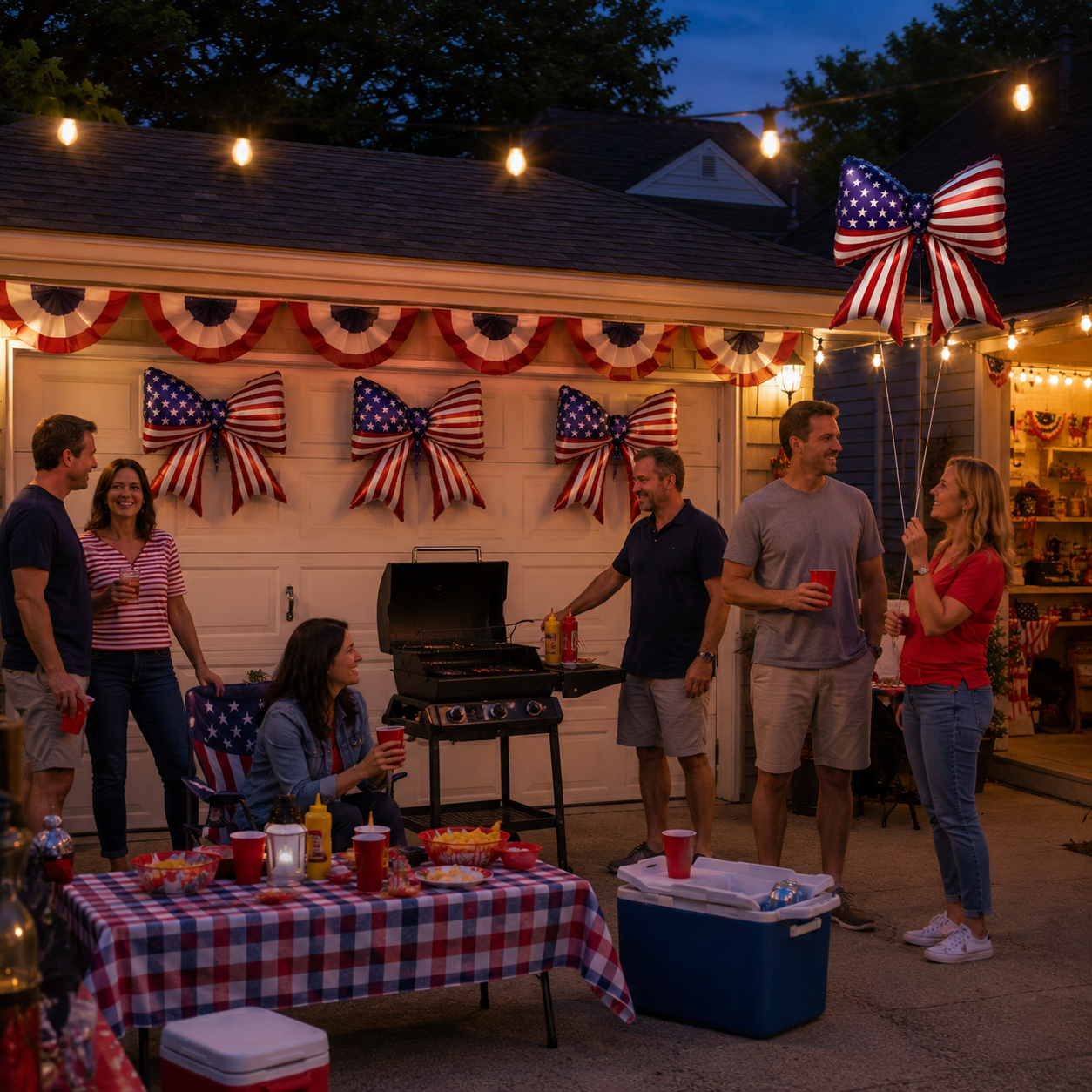 3pcs Patriotic American Flag Bow Foil Balloon