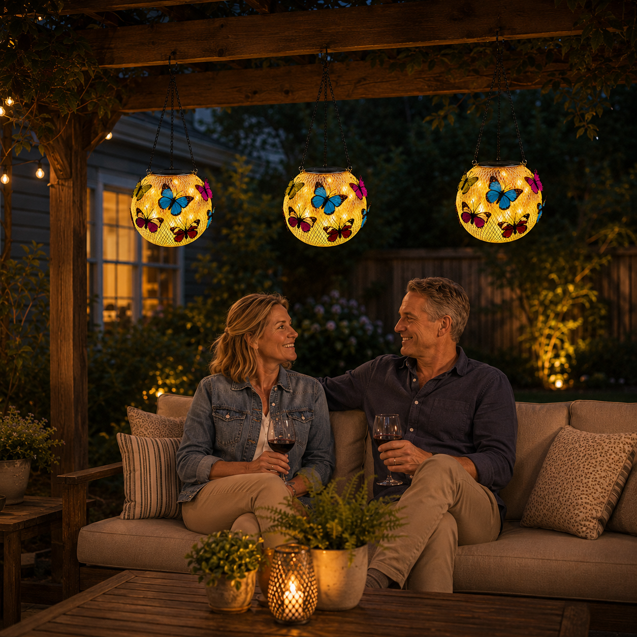 Solar Hanging Butterfly Lantern for Garden, Patio & Porch Decor
