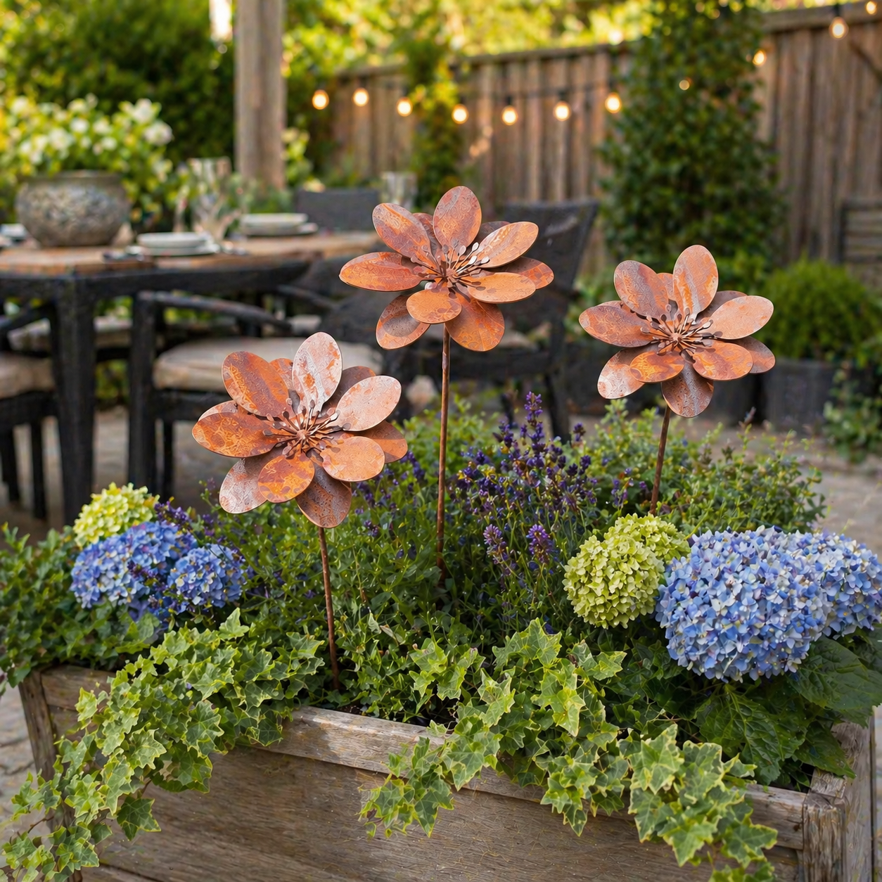 Rustic Metal Flower Garden Stake