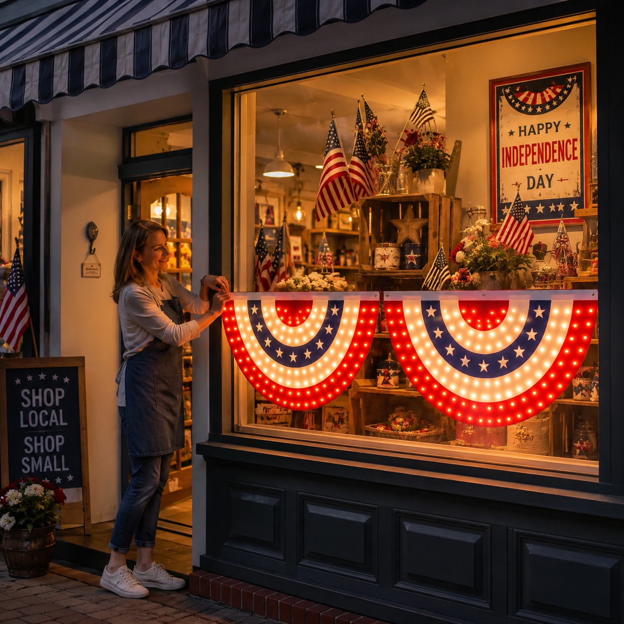 Lighted Patriotic Bunting Flag