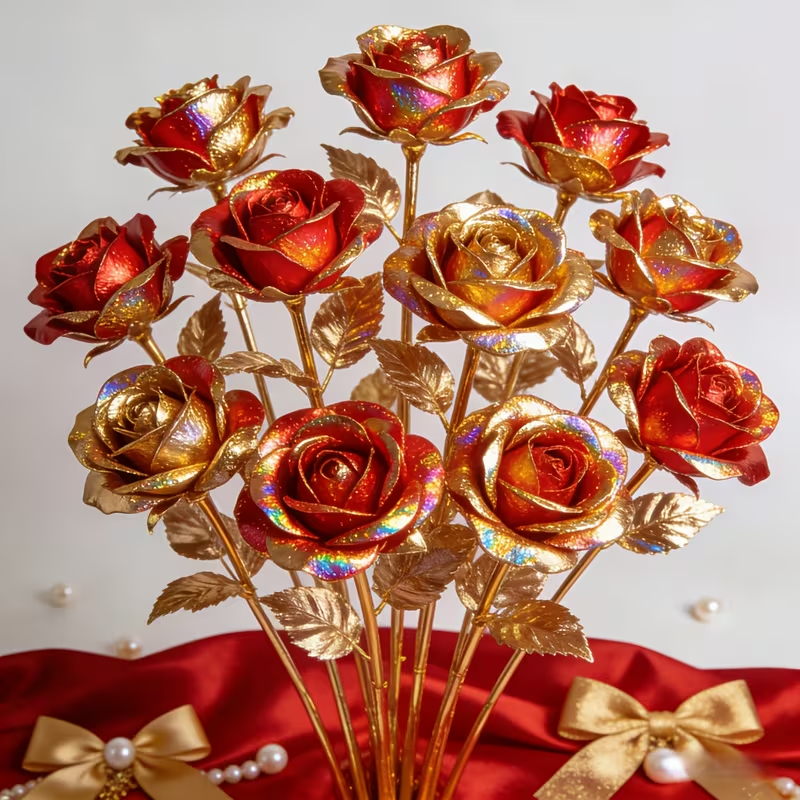10 Stems Valentine's Day Metallic Shimmer Rose Bouquet