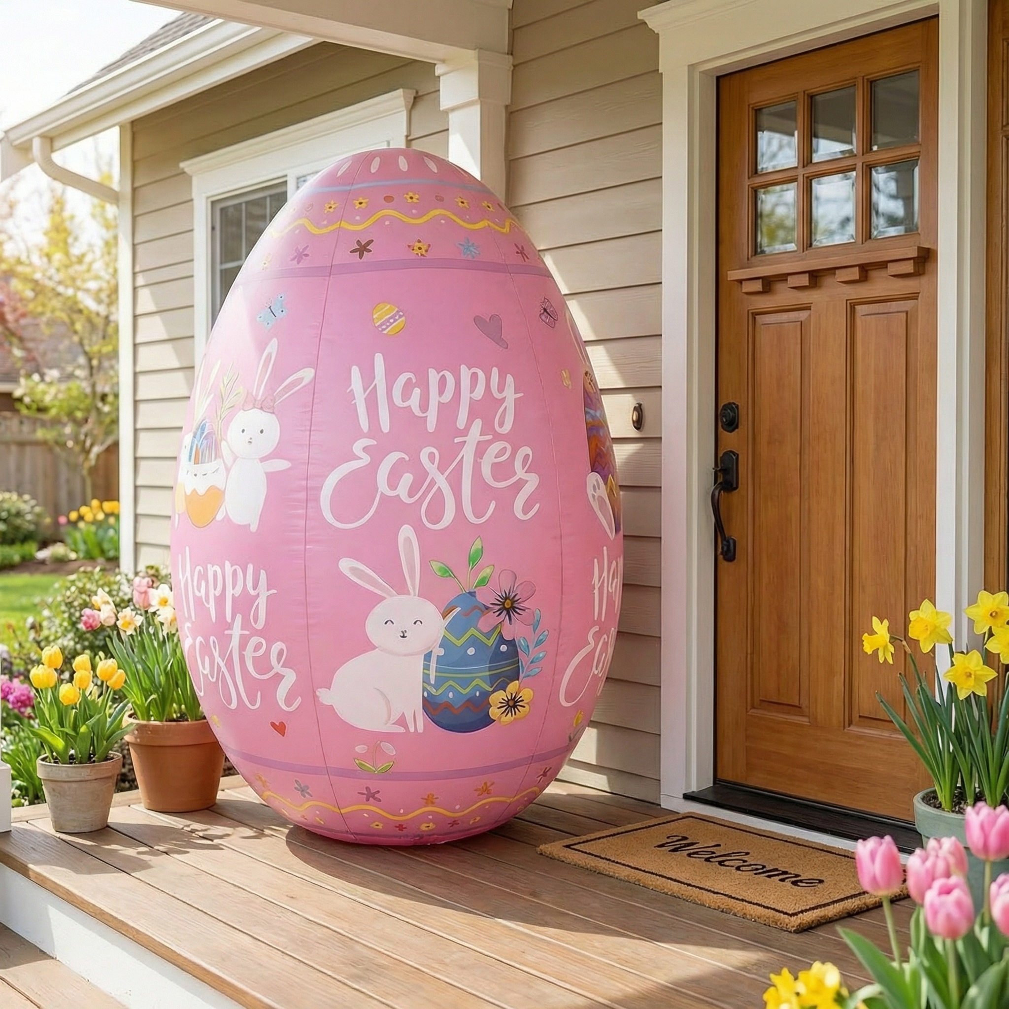 47.2" Giant Happy Easter Inflatable Egg Yard Decoration