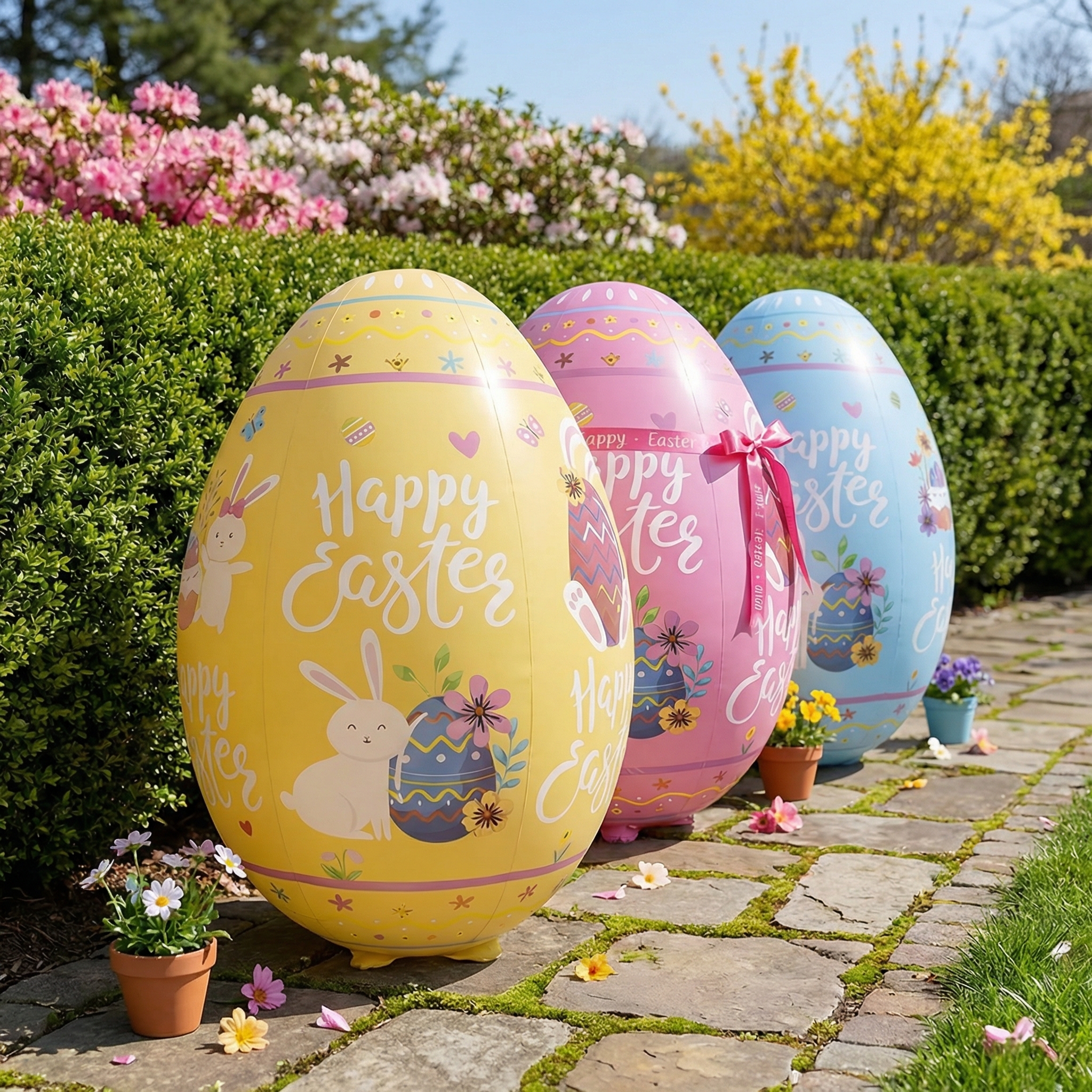 47.2" Giant Happy Easter Inflatable Egg Yard Decoration