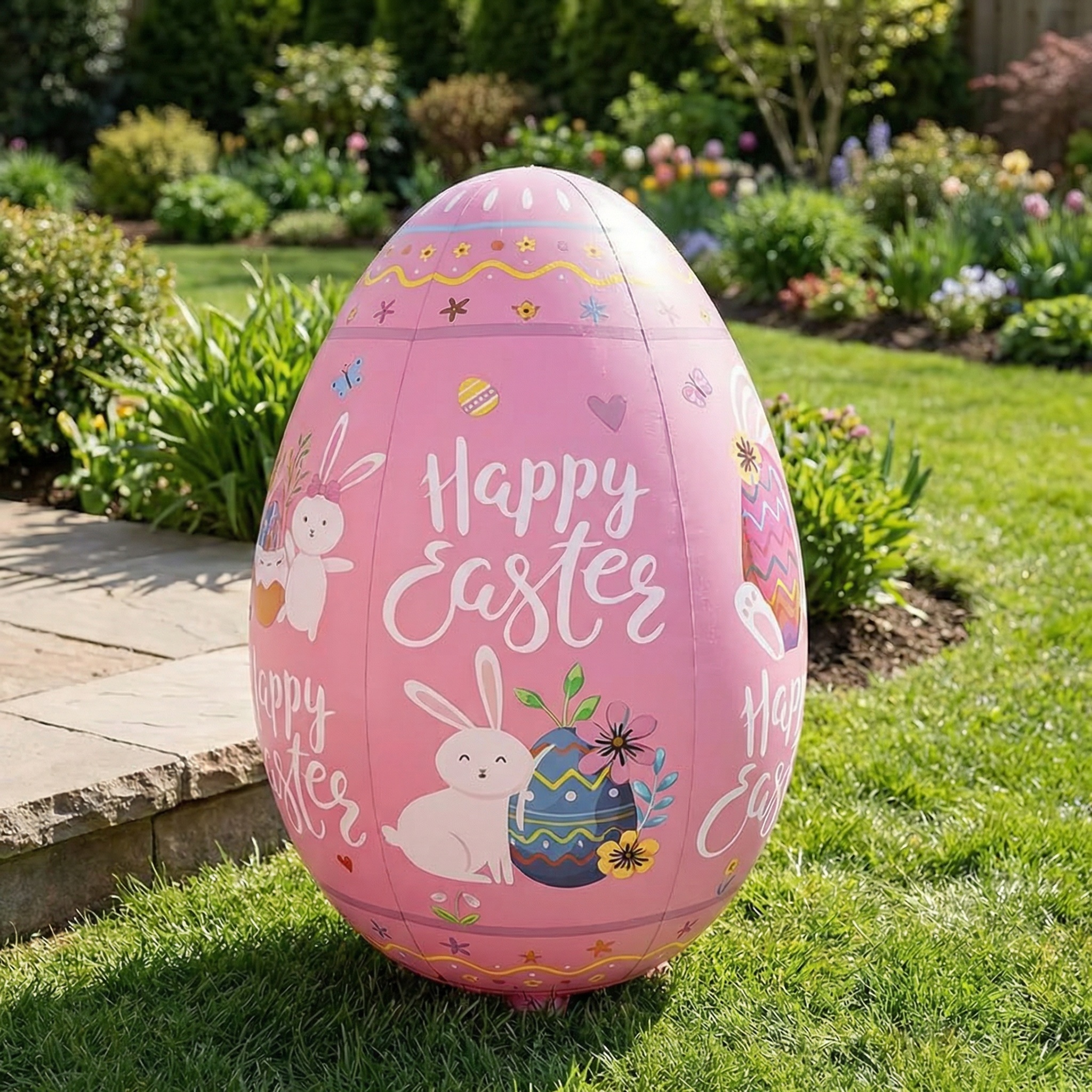 47.2" Giant Happy Easter Inflatable Egg Yard Decoration