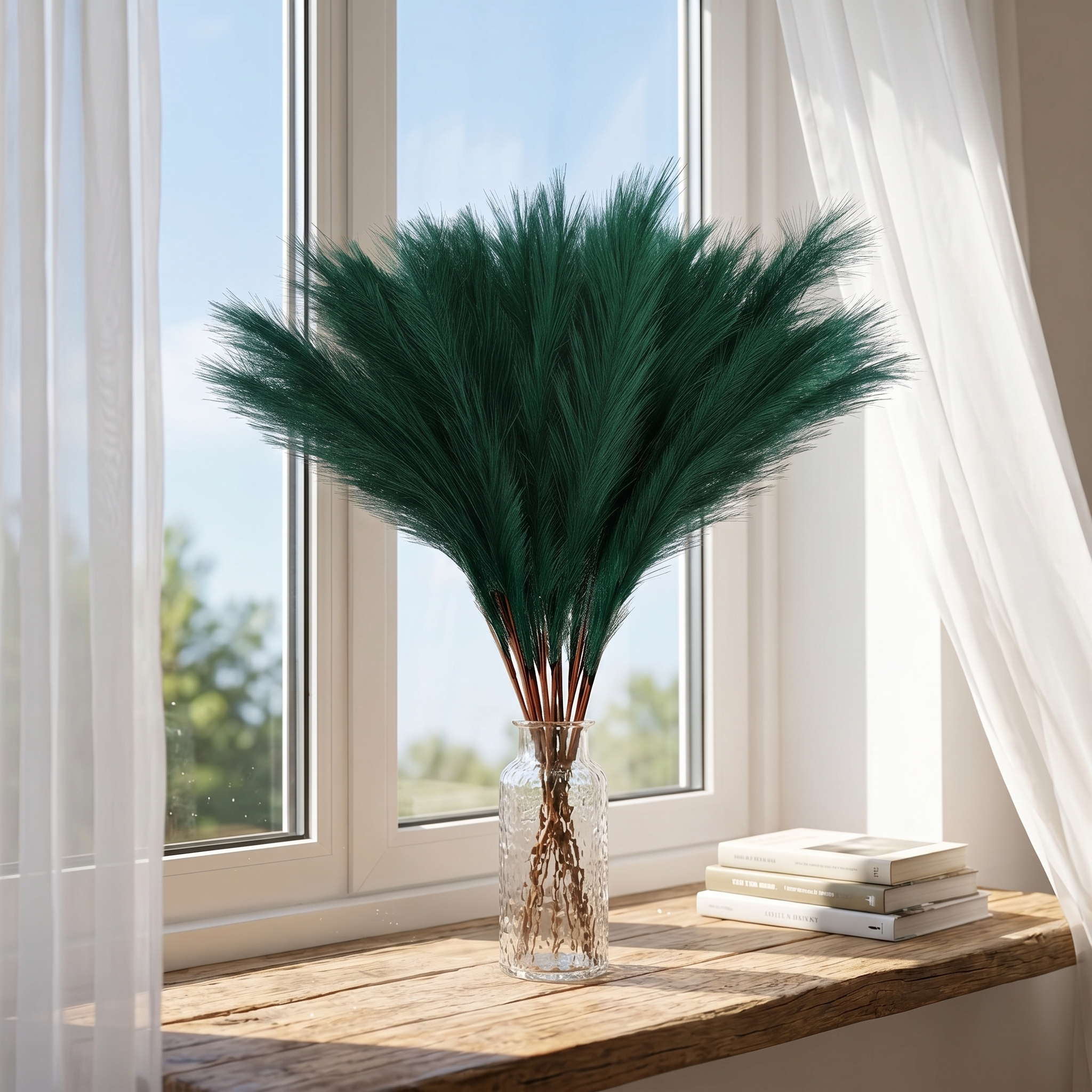 55cm Artificial Pampas Grass Stem – Faux Fluffy Reed Spray for Vase Decor