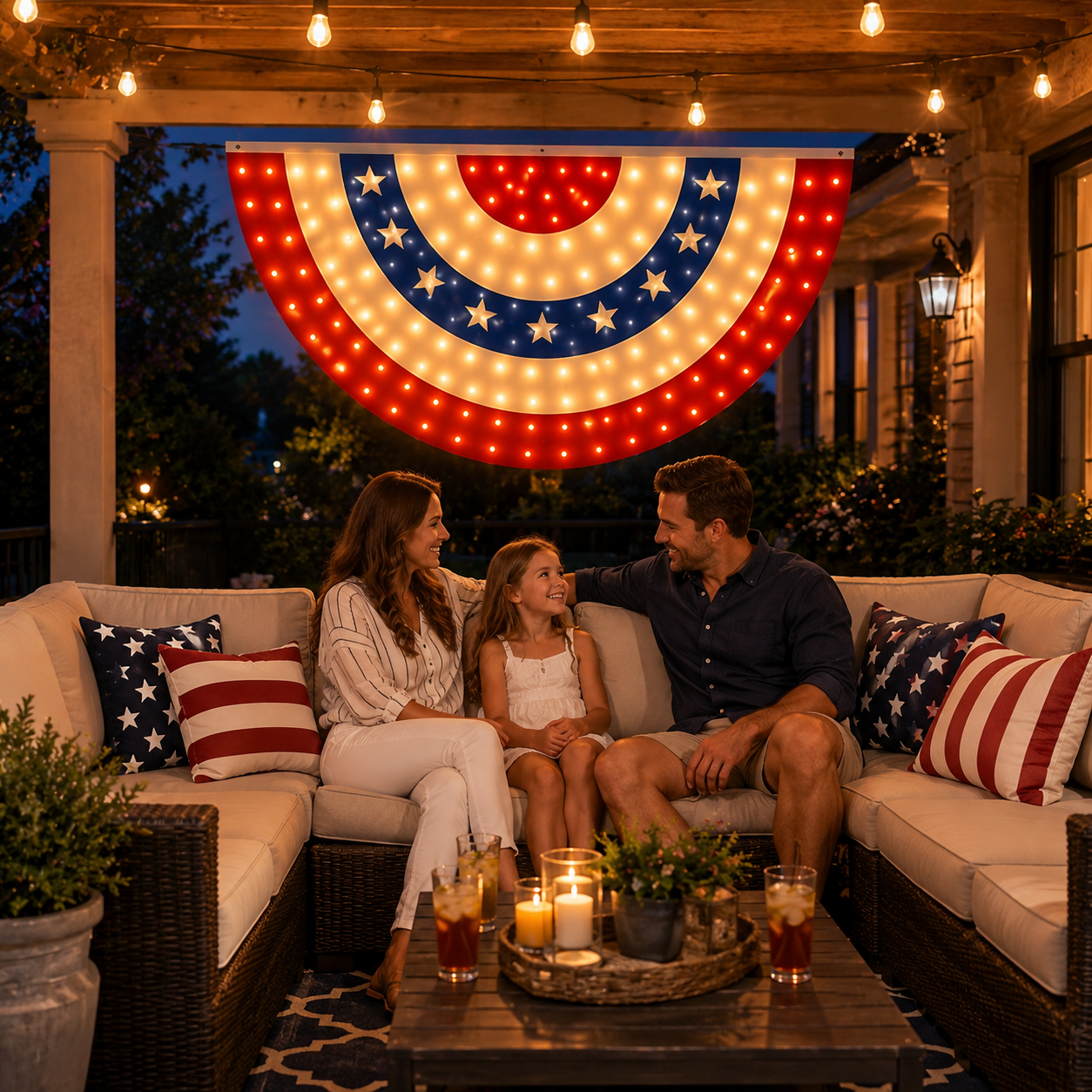 Lighted Patriotic Bunting Flag