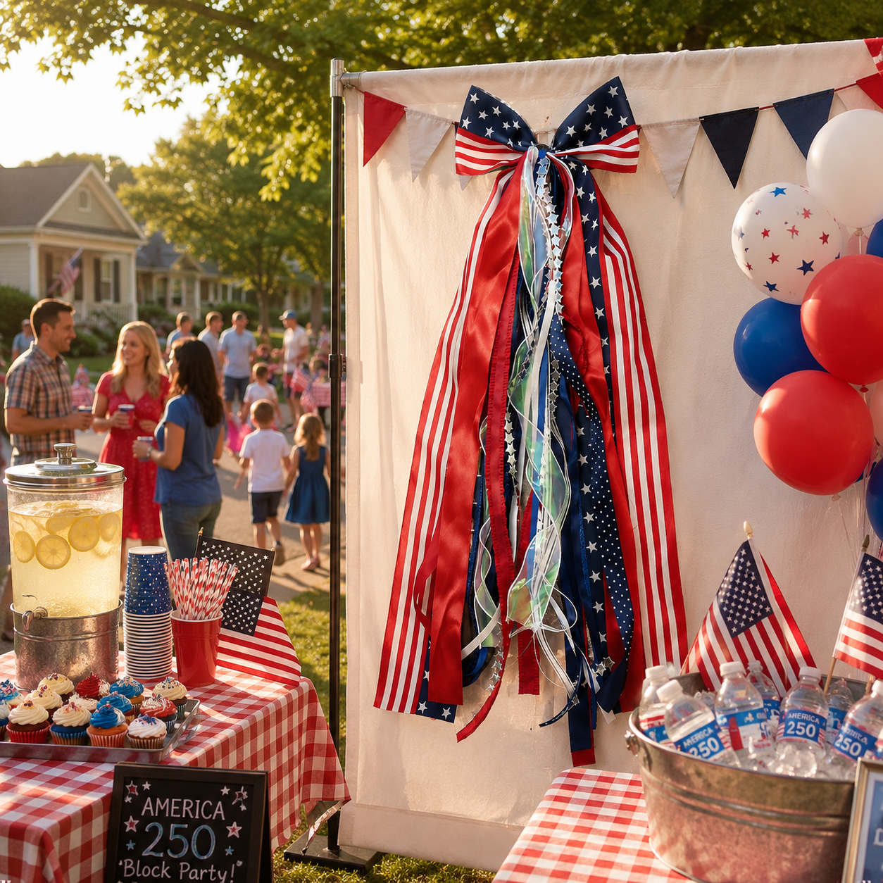 Patriotic Ribbon Bow Hanging Decor for America 250 & July 4th
