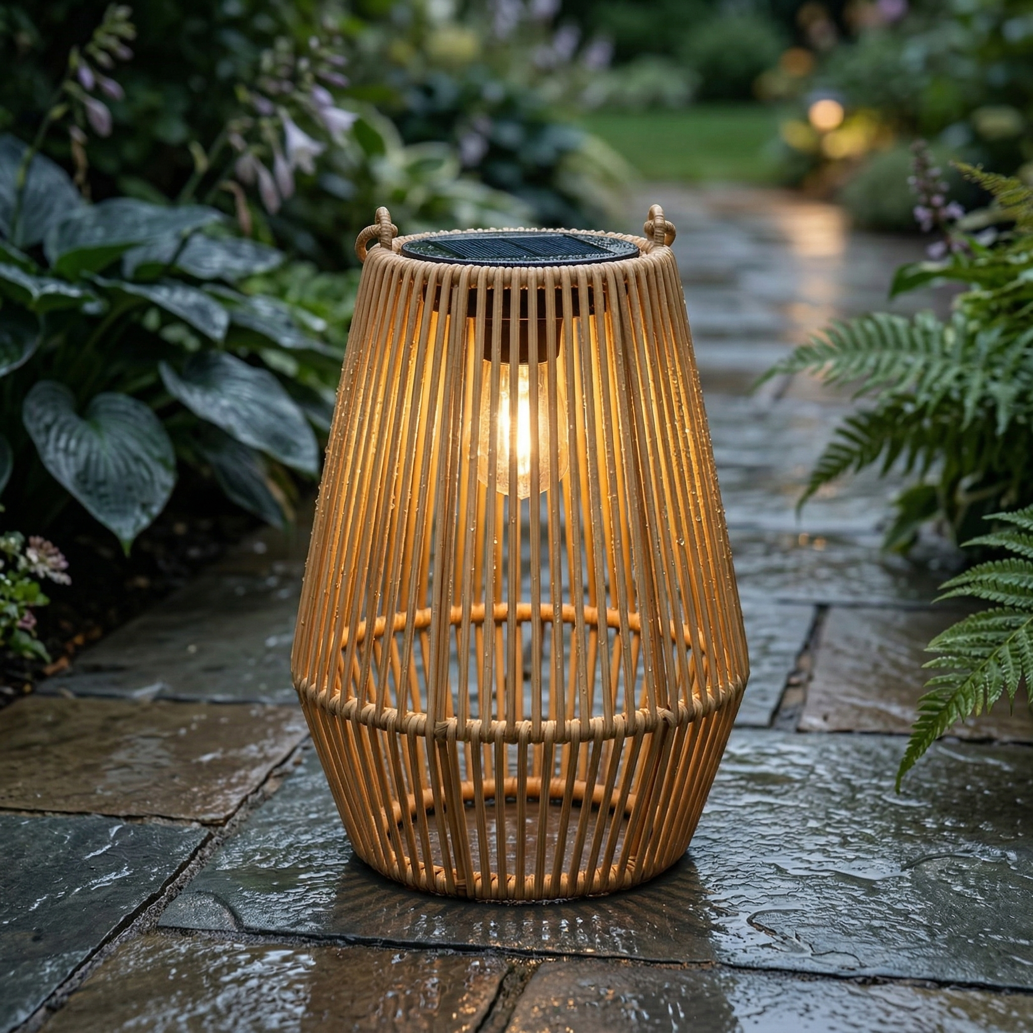 Solar Garden Pathway Light with PE Shade – Warm Glow Outdoor Yard & Lawn Lighting