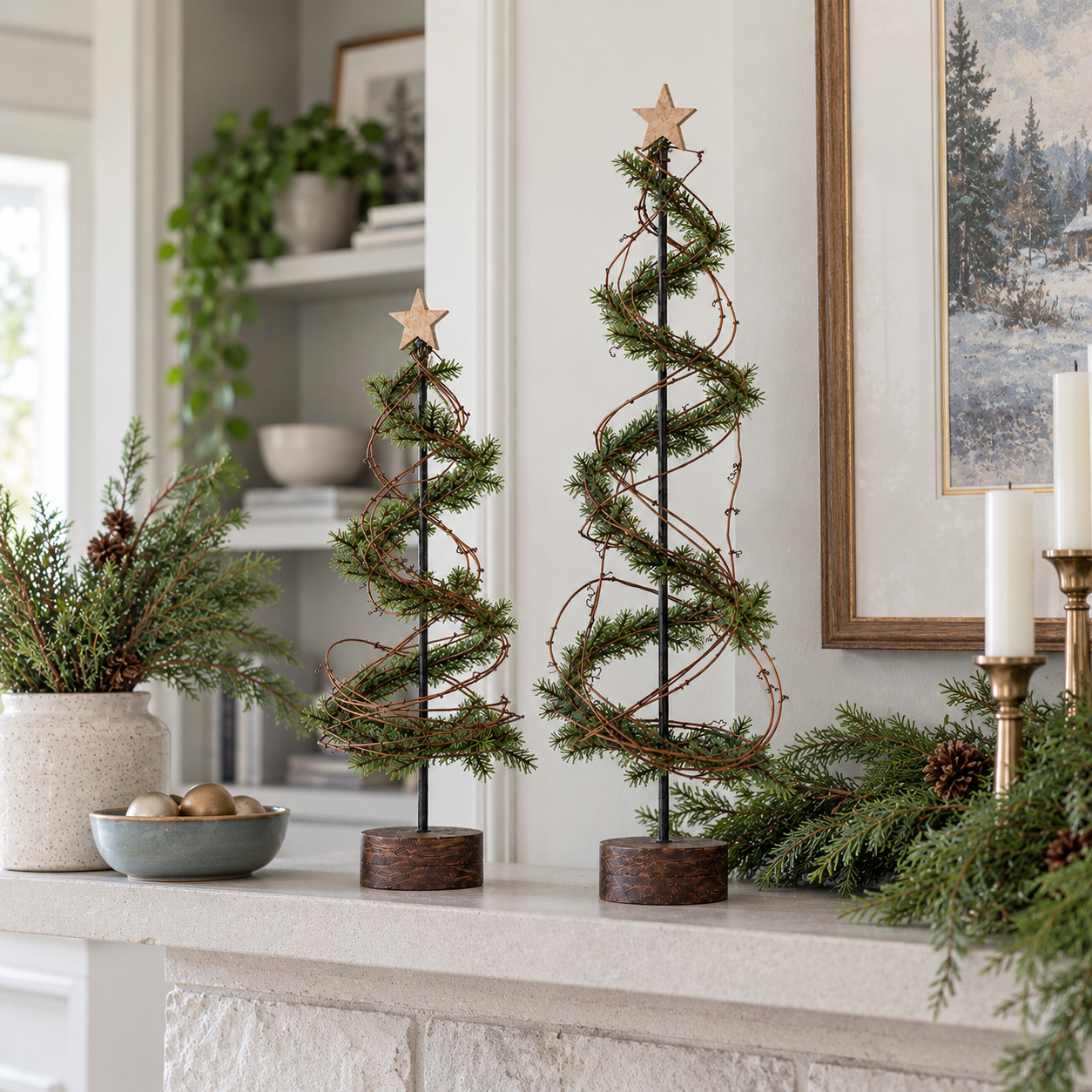 Pre-Lit Primitive Spiral Christmas Trees