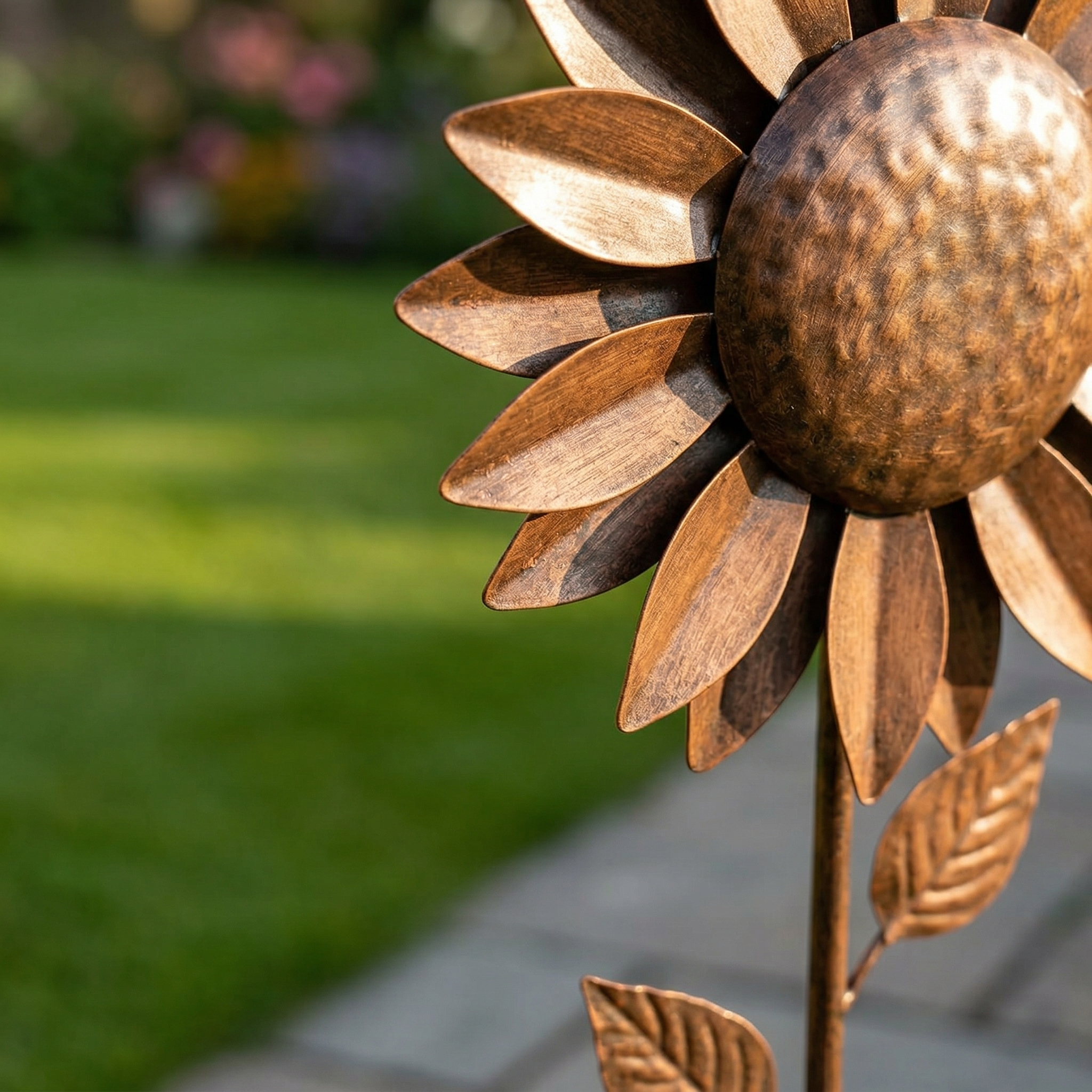 Rustic Metal Sunflower Garden Stake