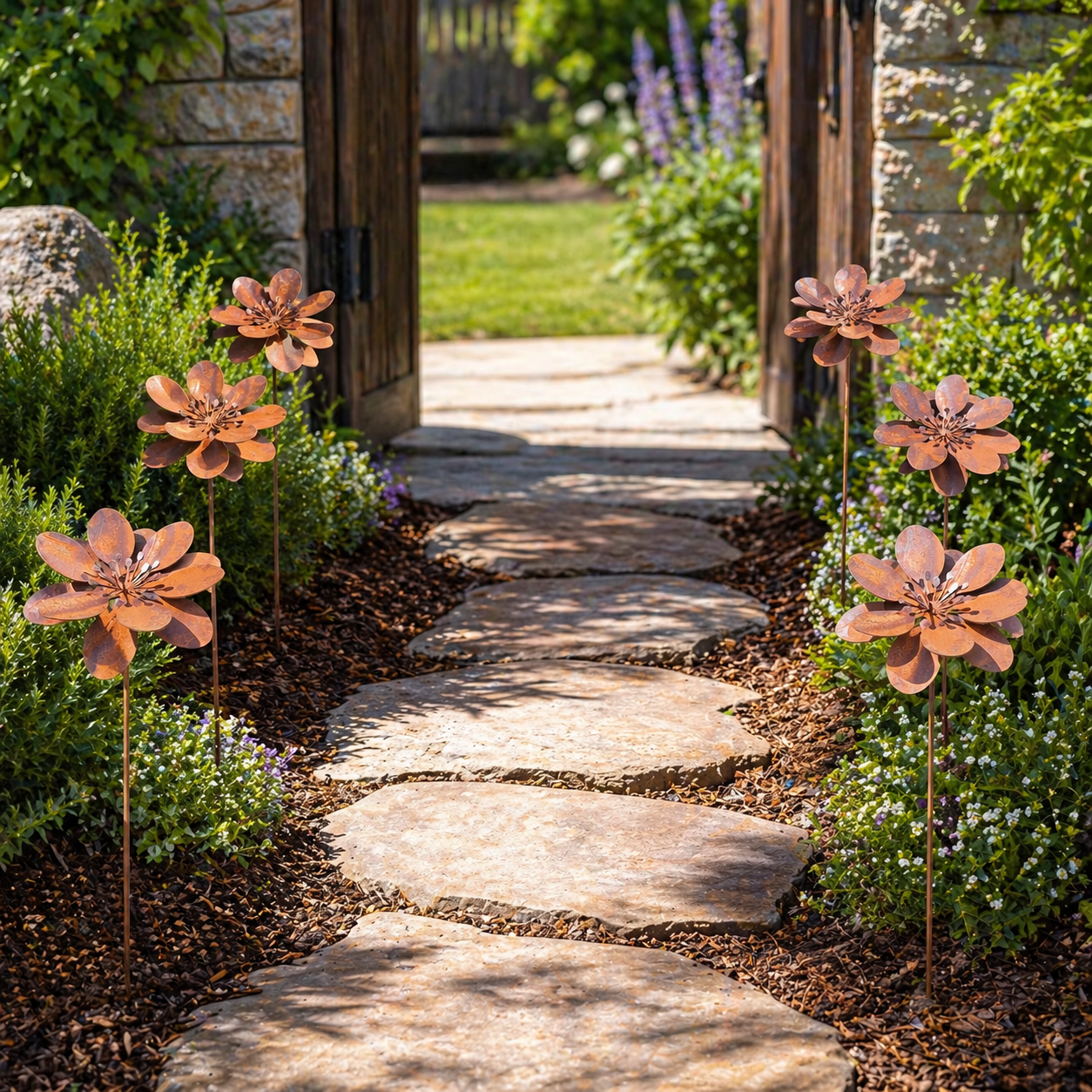 Rustic Metal Flower Garden Stake