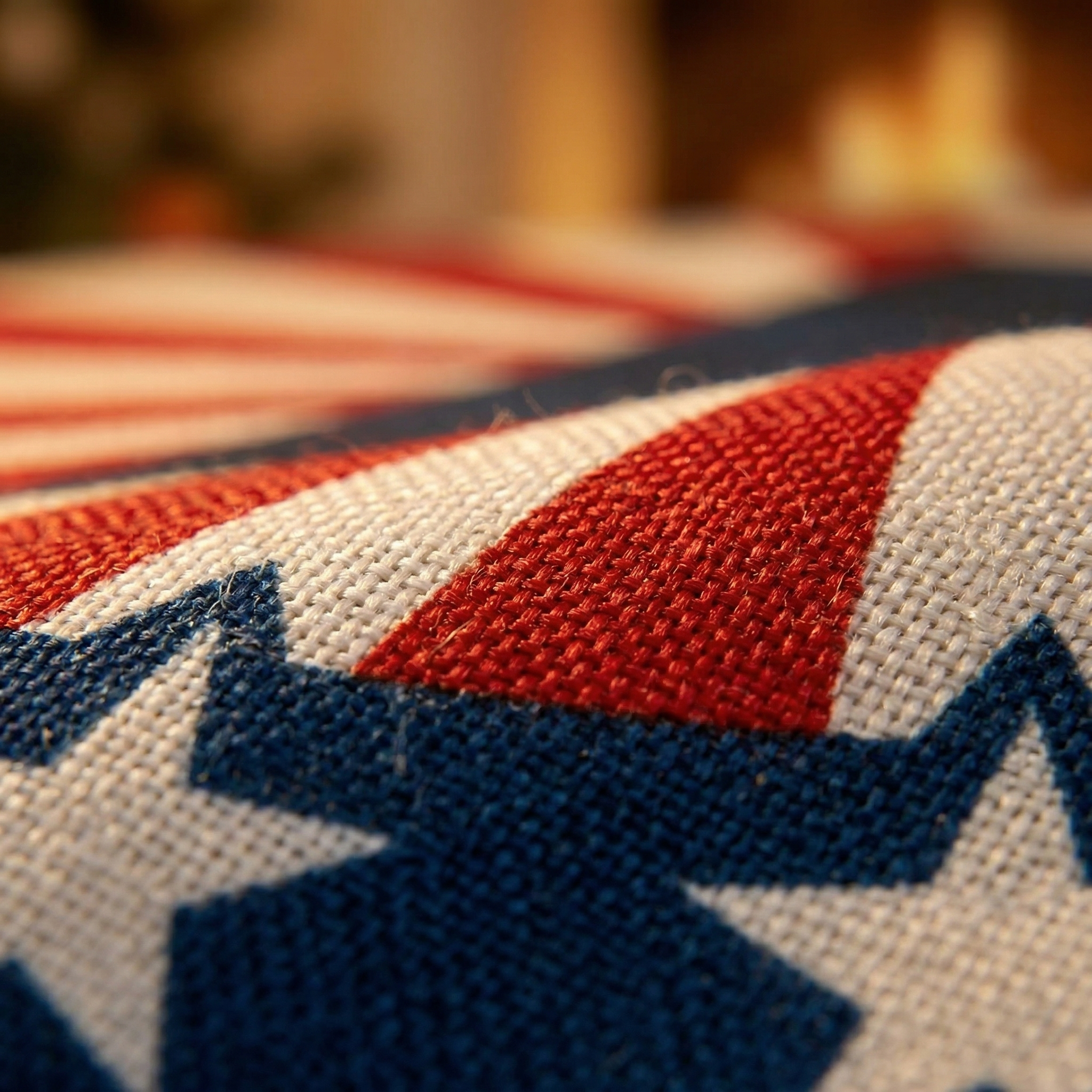 Patriotic Round Tablecloth Red White and Blue Polyester Table Cover